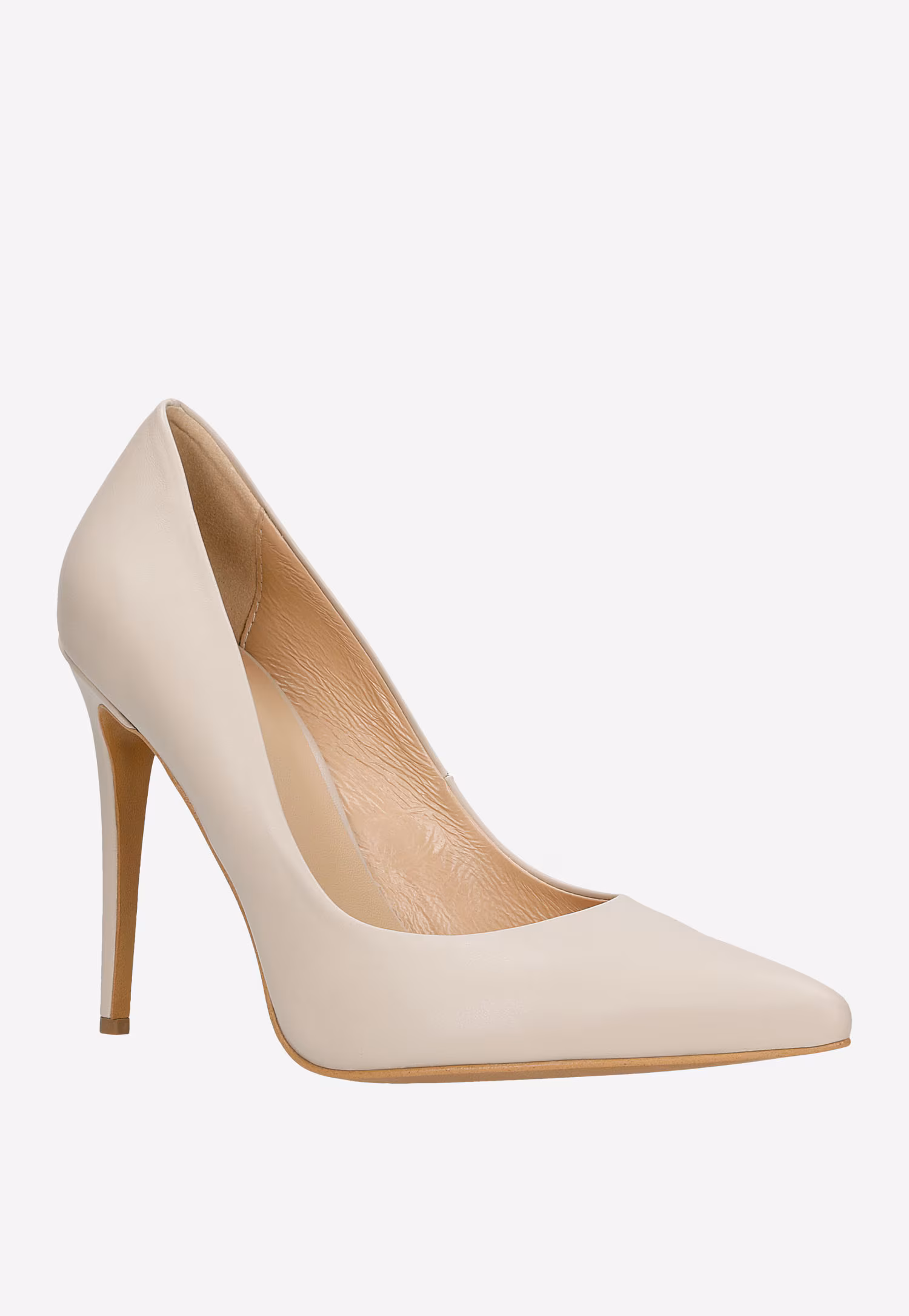Beżowe eleganckie czółenka damskie na wysokiej szpilce