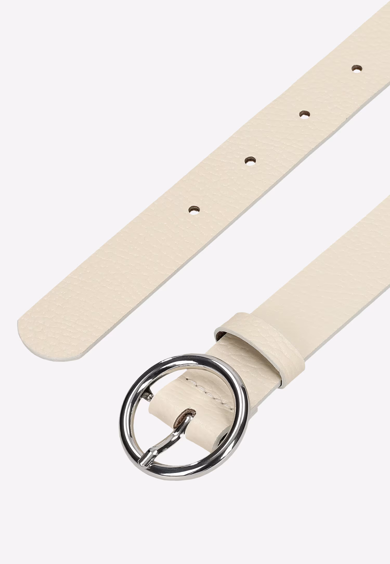 Beżowy pasek damski ze skóry licowej