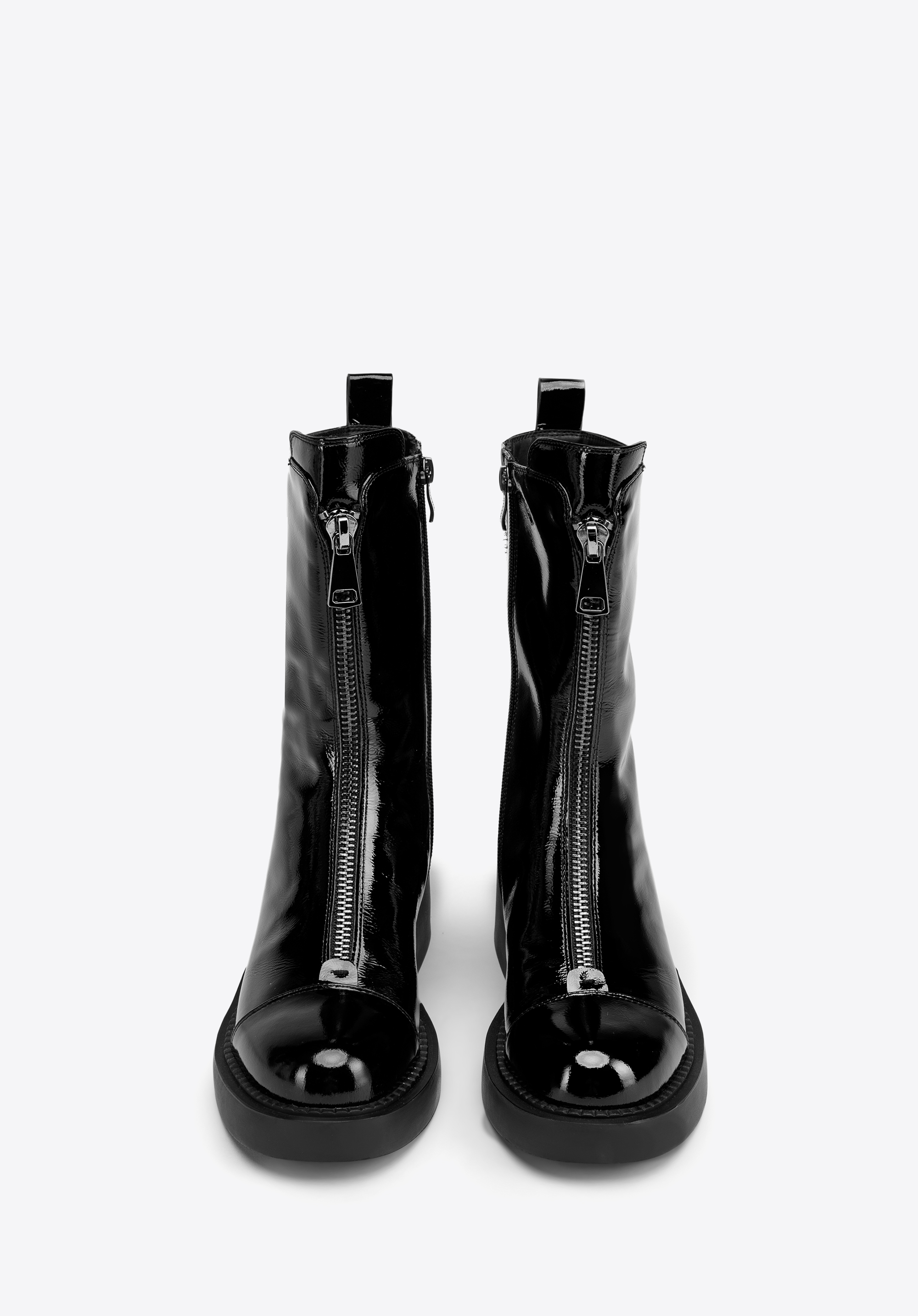 Botki skórzane z suwakiem z przodu