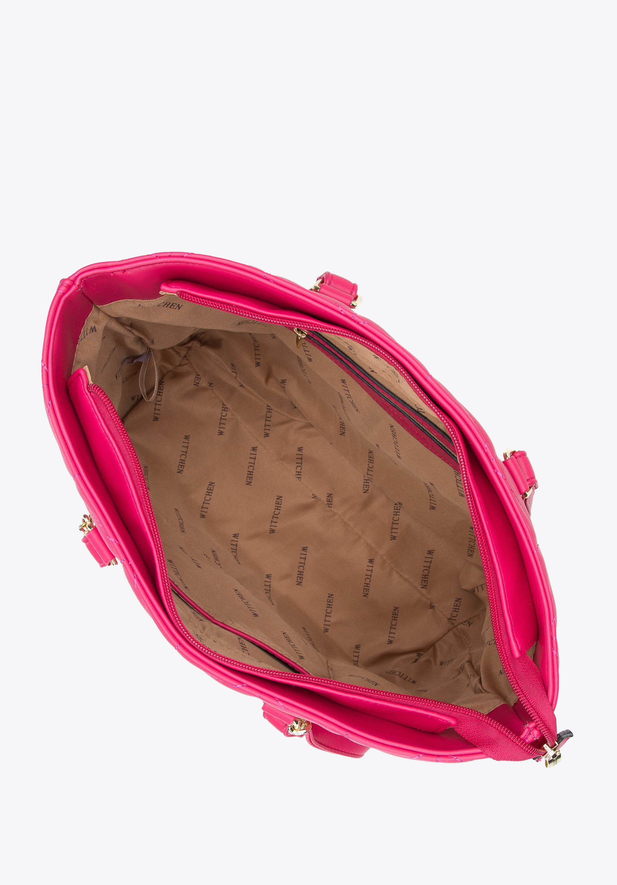 Torebka shopperka z ekoskóry pikowanej w trójkąty z łańcuszkiem