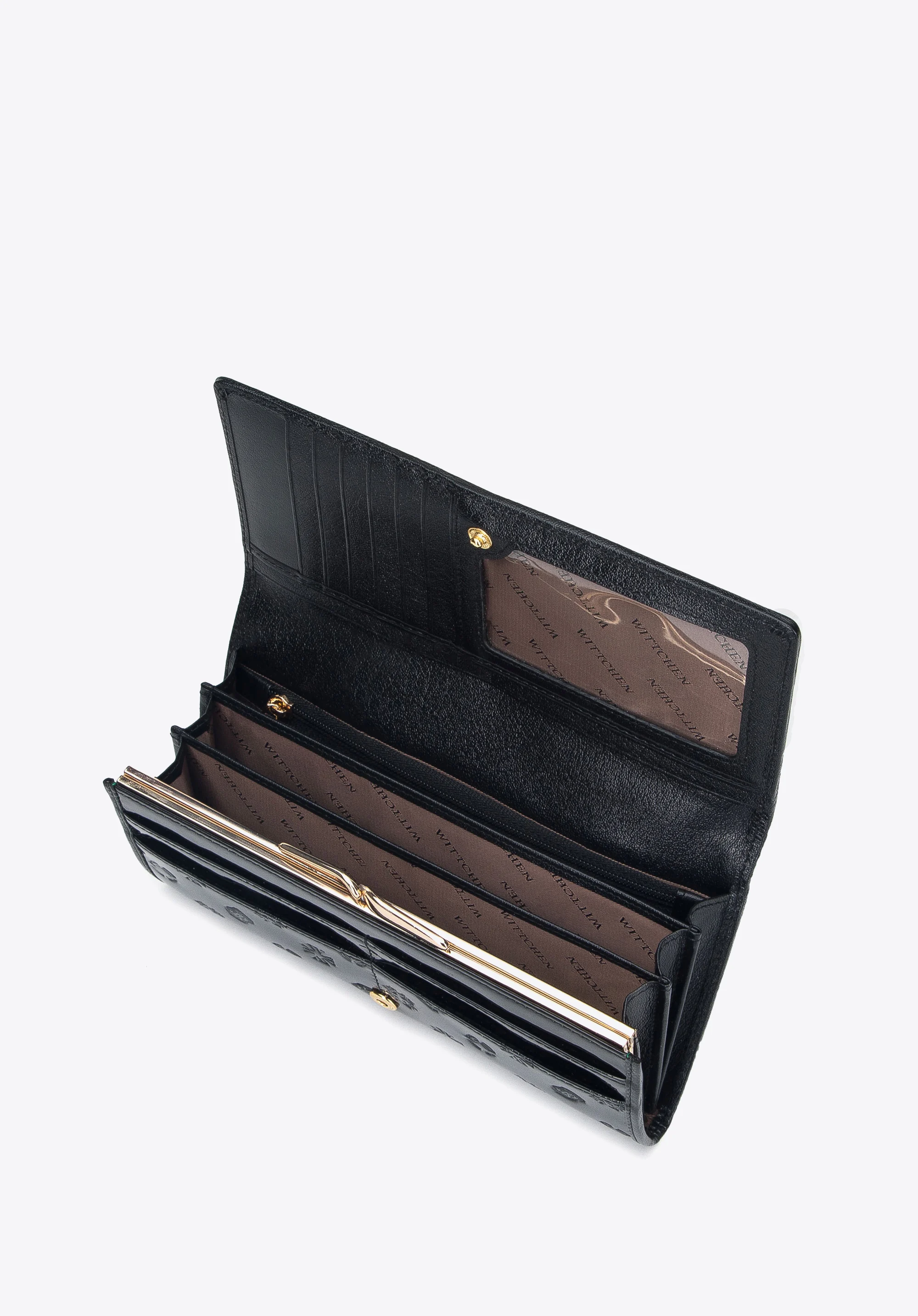 Damski portfel skórzany tłoczony w monogram