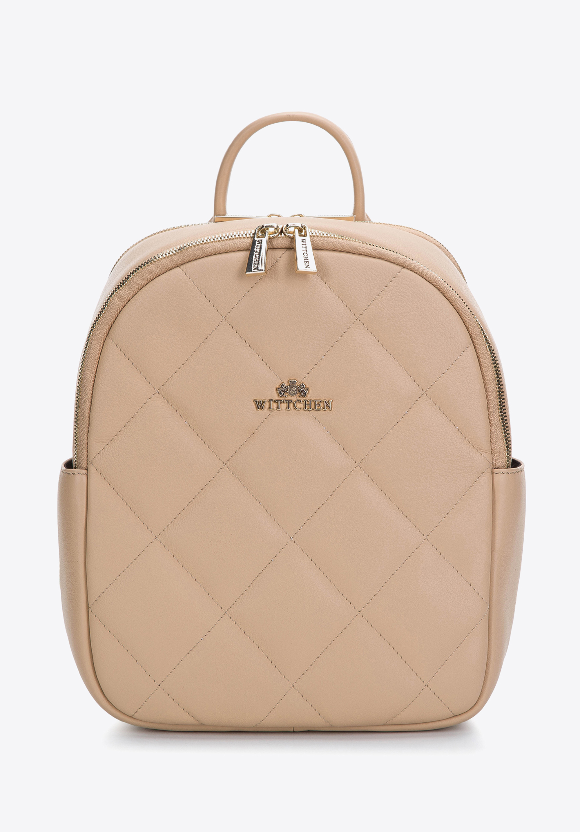 Damski plecak z pikowanej skóry dwukomorowy