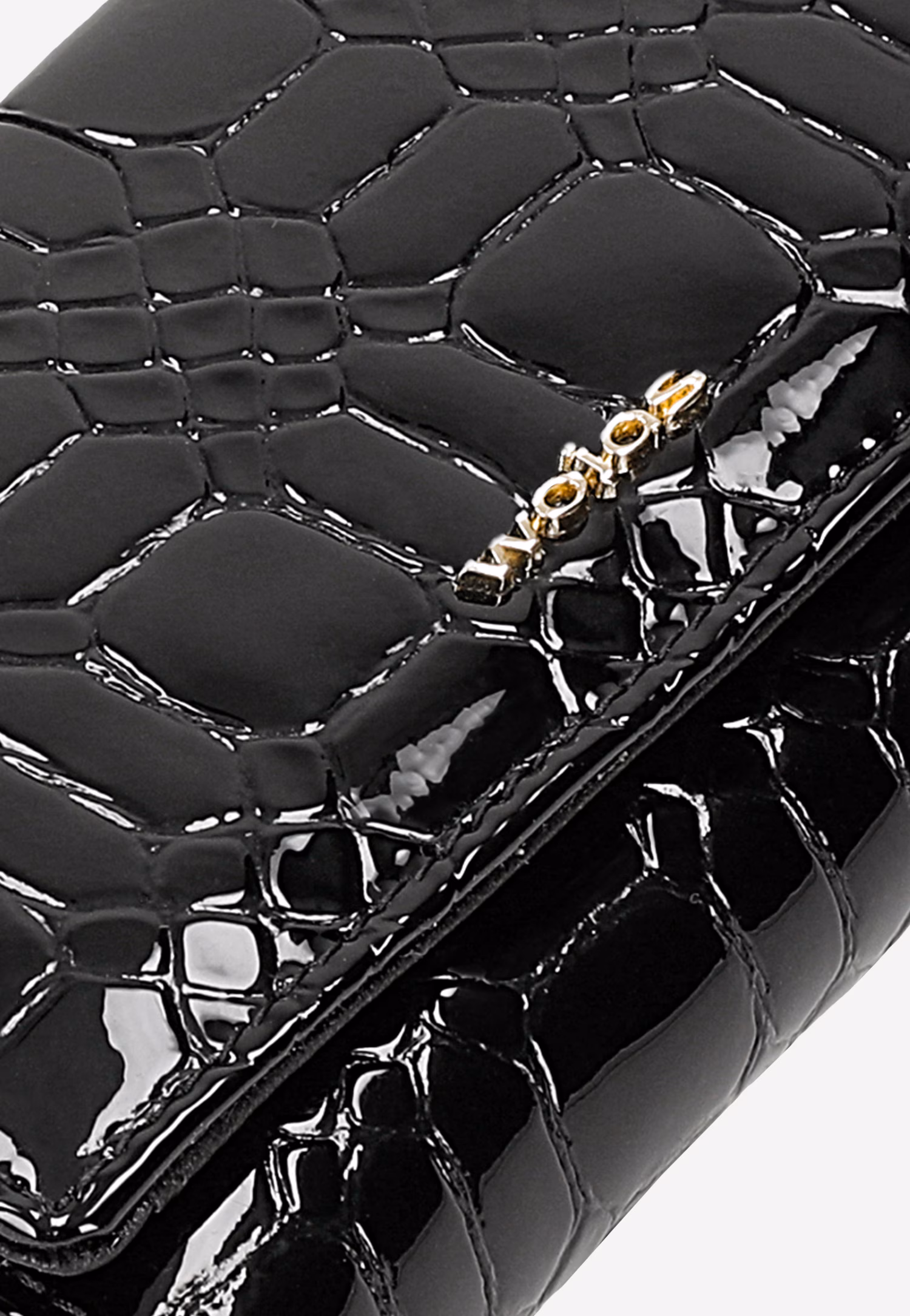 Elegancki pikowany portfel damski lakierowany