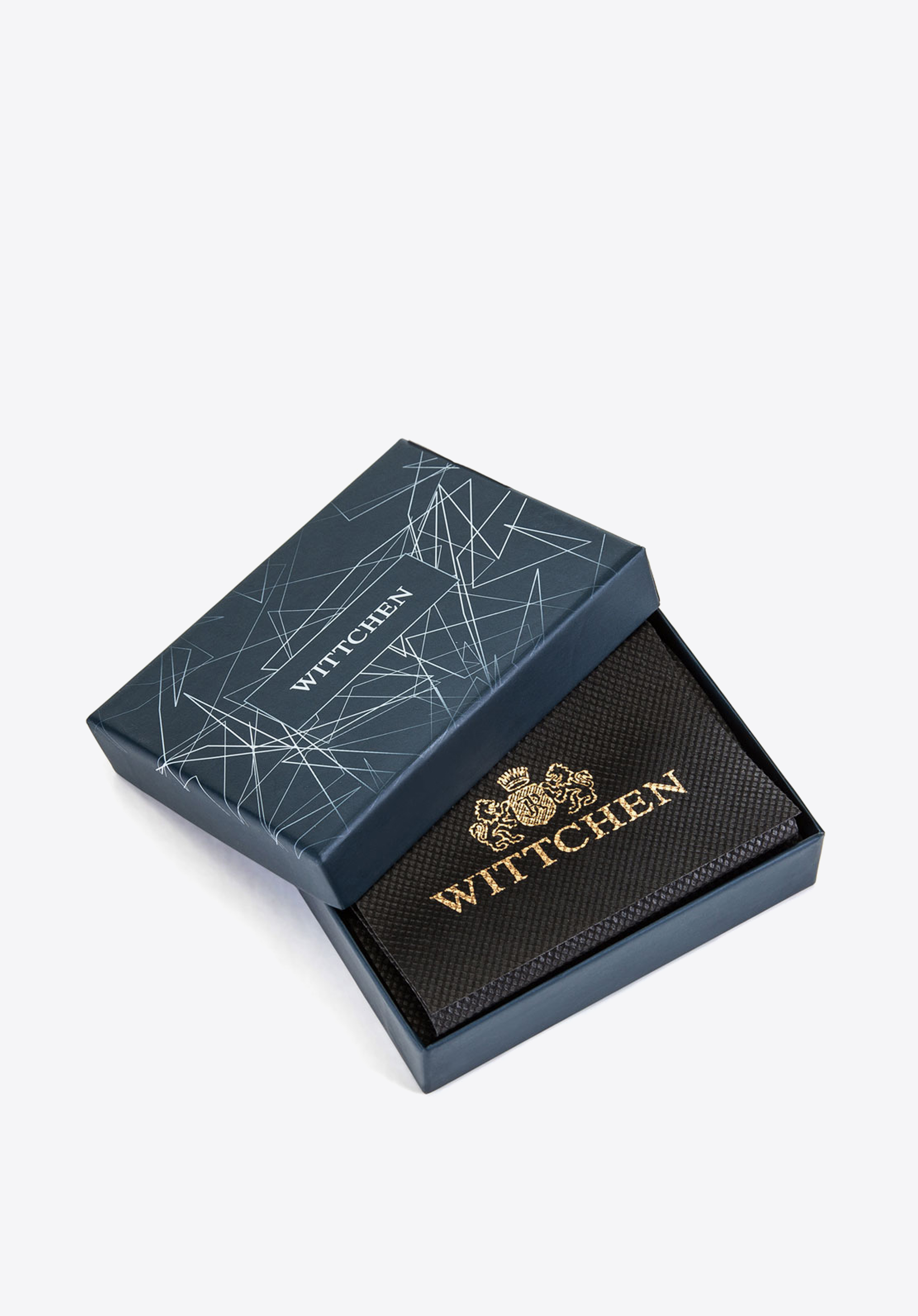 Męski portfel skórzany z czarno-szarymi kieszeniami