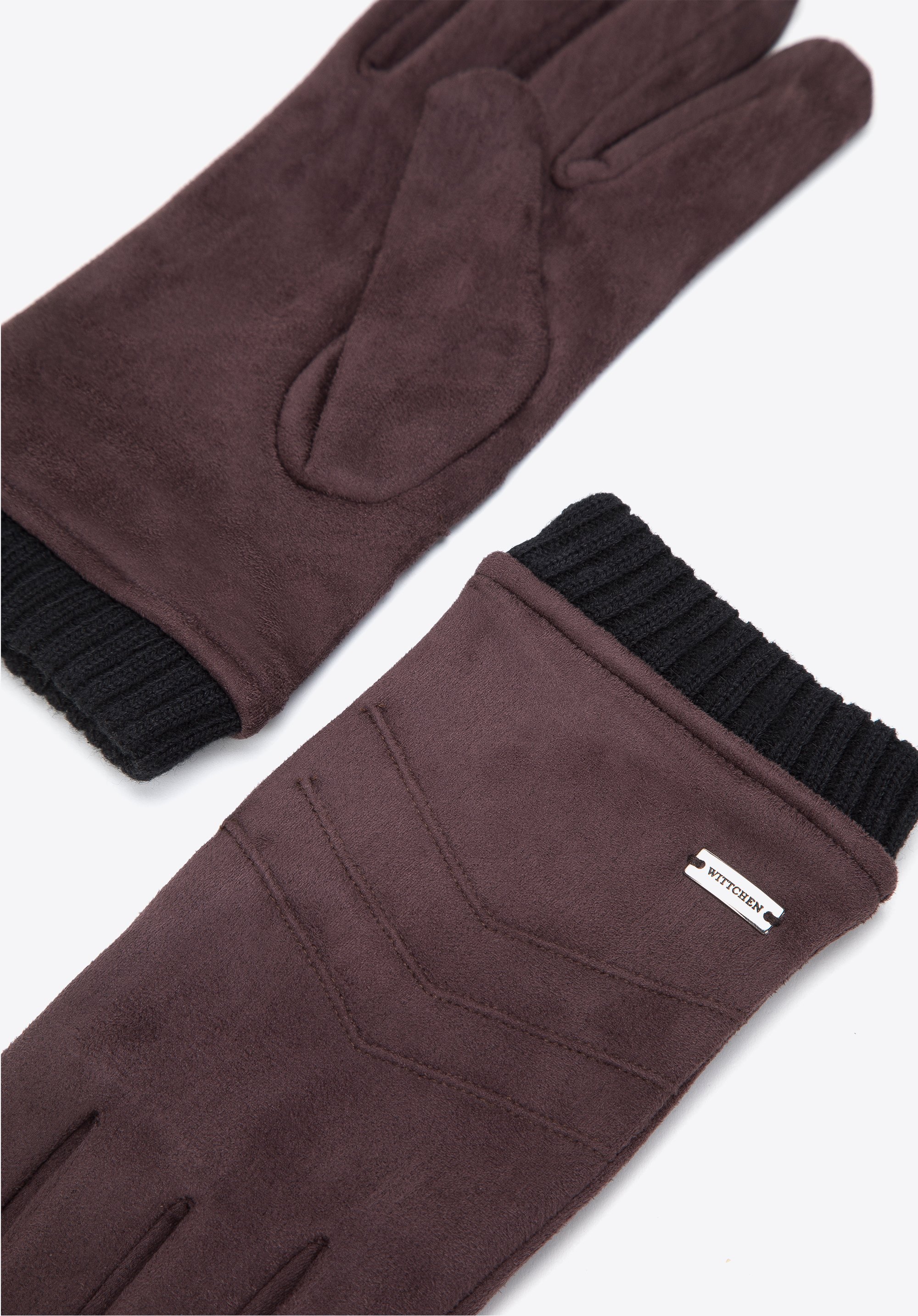 Męskie rękawiczki z przeszyciami i ściągaczem