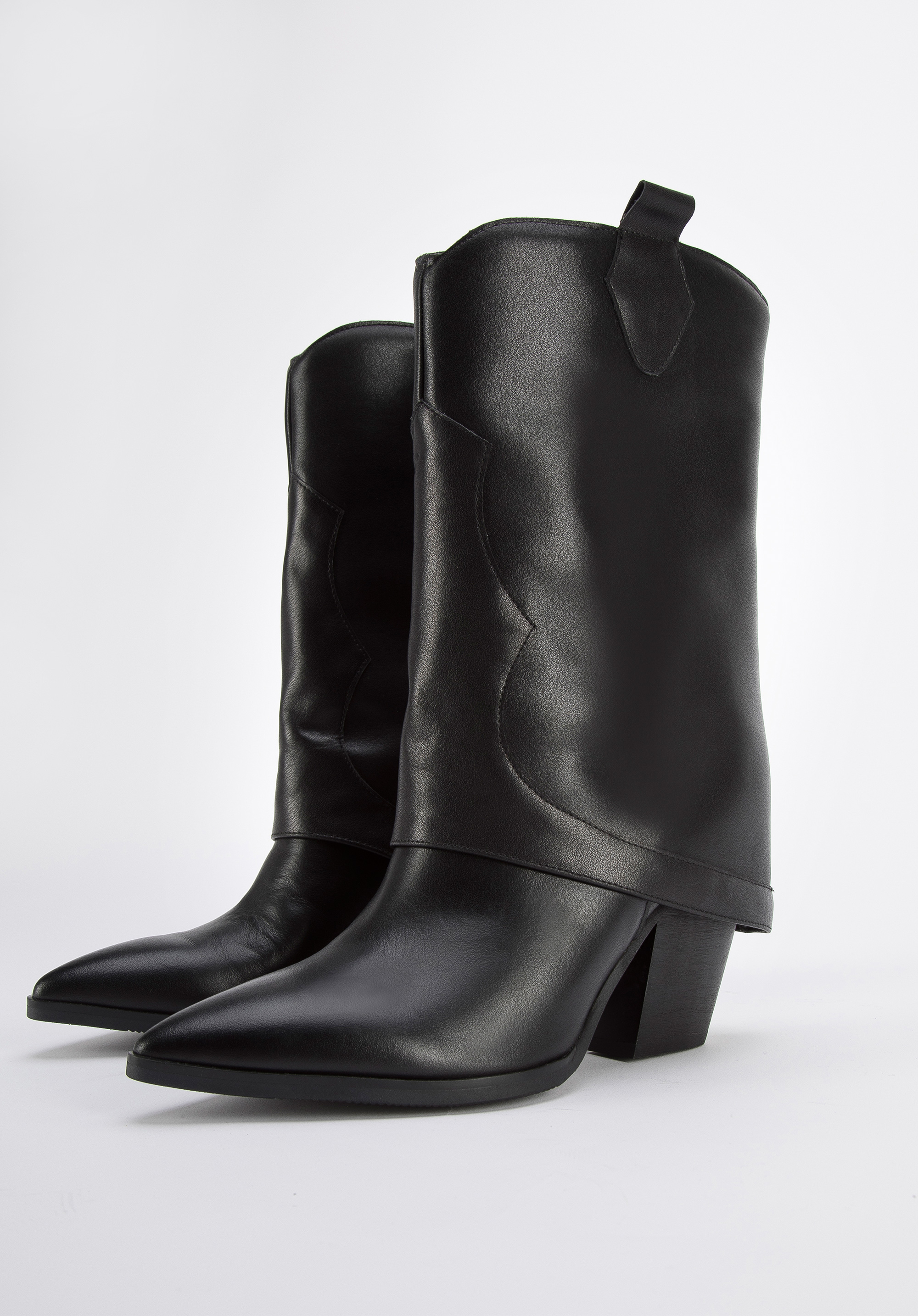 Damskie kowbojki skórzane z nakładką