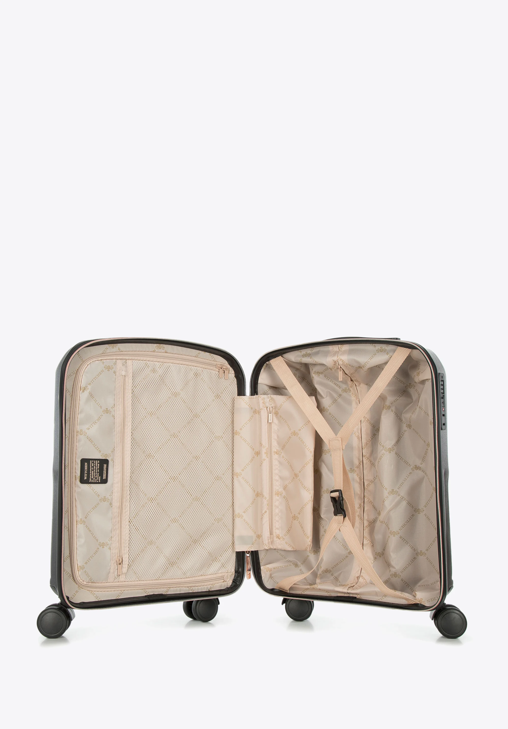 Walizka kabinowa z polikarbonu z suwakiem w kolorze różowego złota