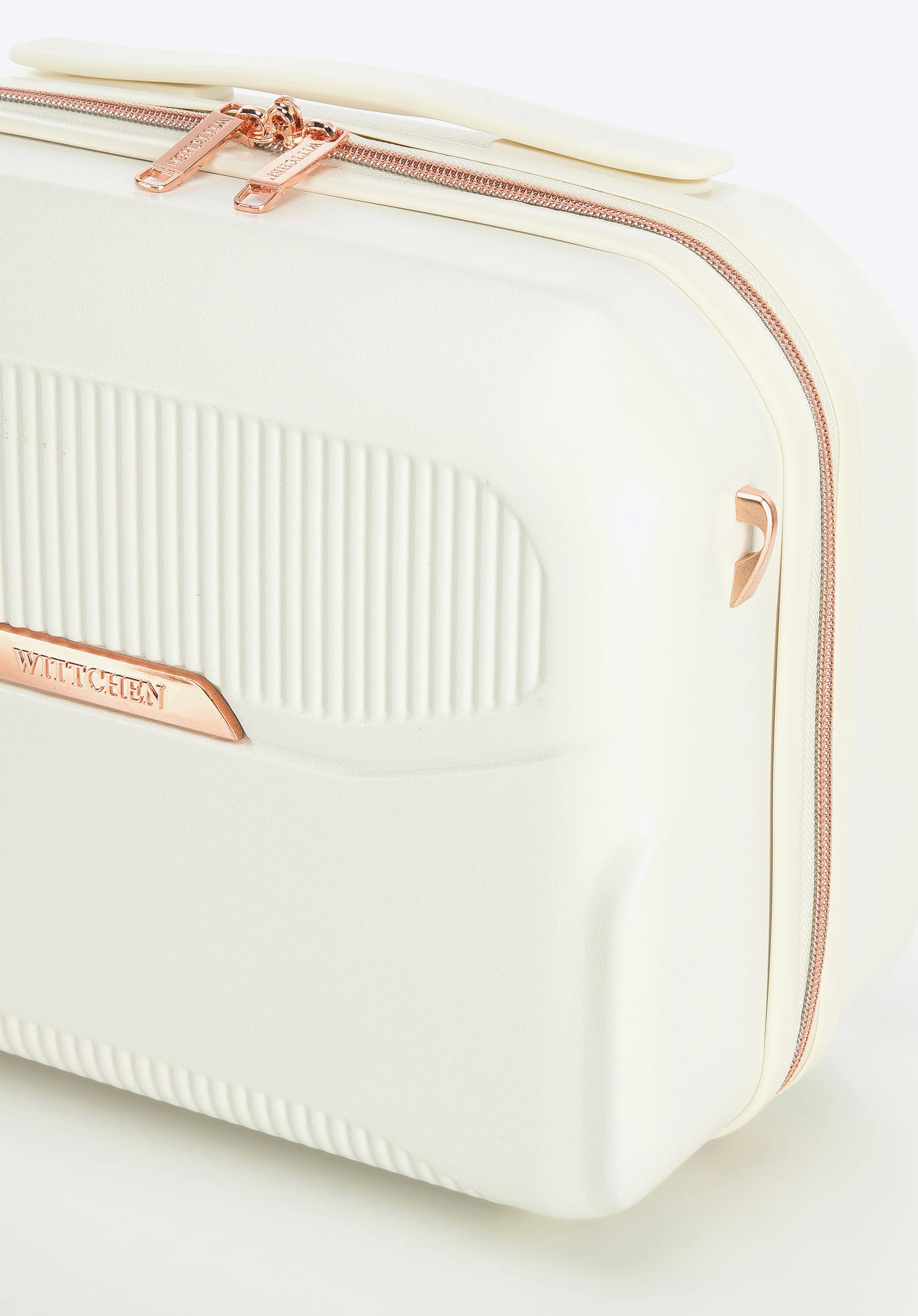 Walizka kabinowa z polikarbonu z suwakiem w kolorze różowego złota