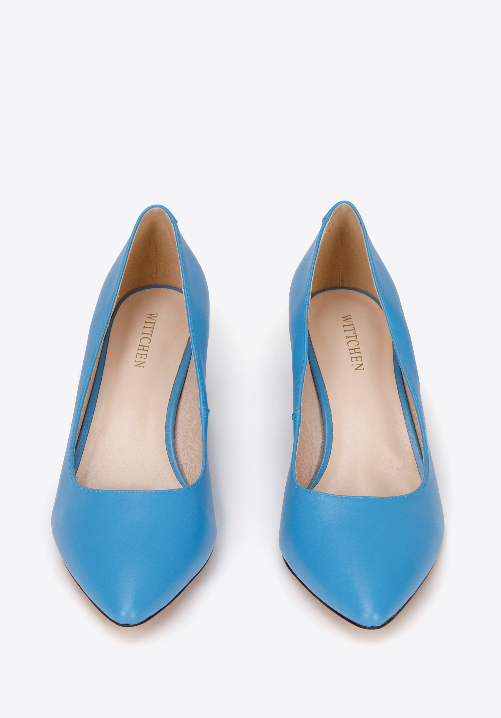 Czółenka skórzane klasyczne na klocku