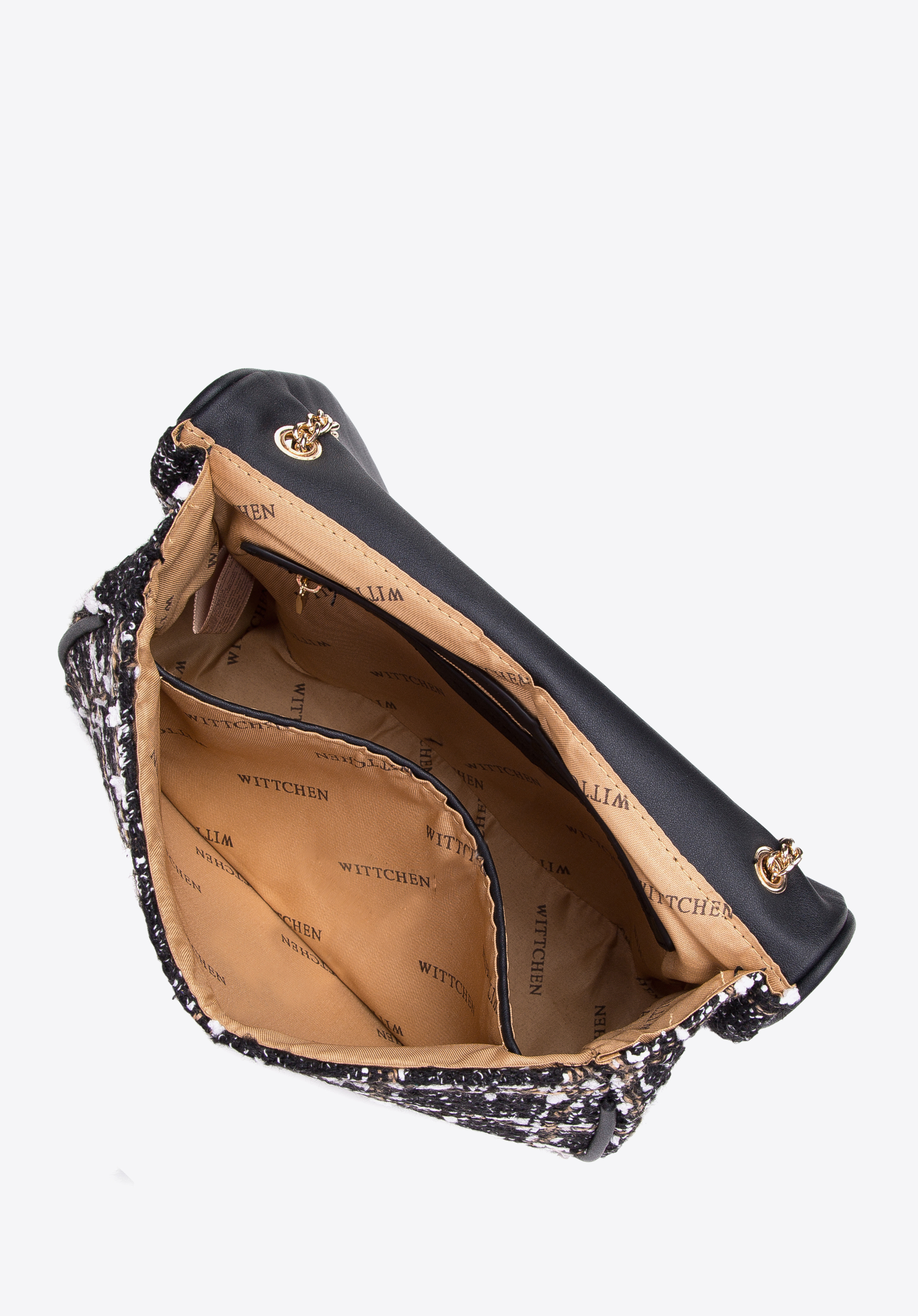 Damska listonoszka z tkaniny bouclé na łańcuszku