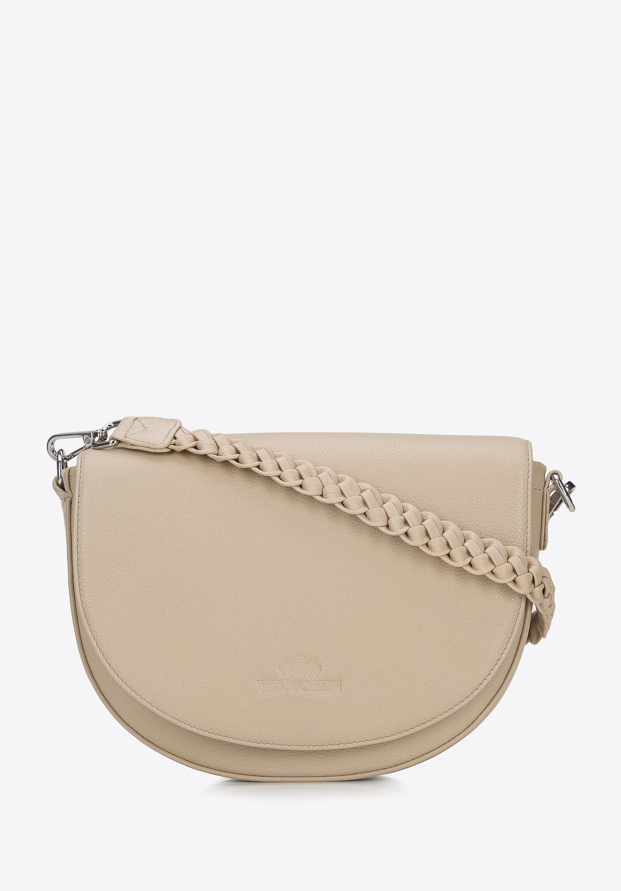 Torebka saddle bag skórzana z plecionym paskiem