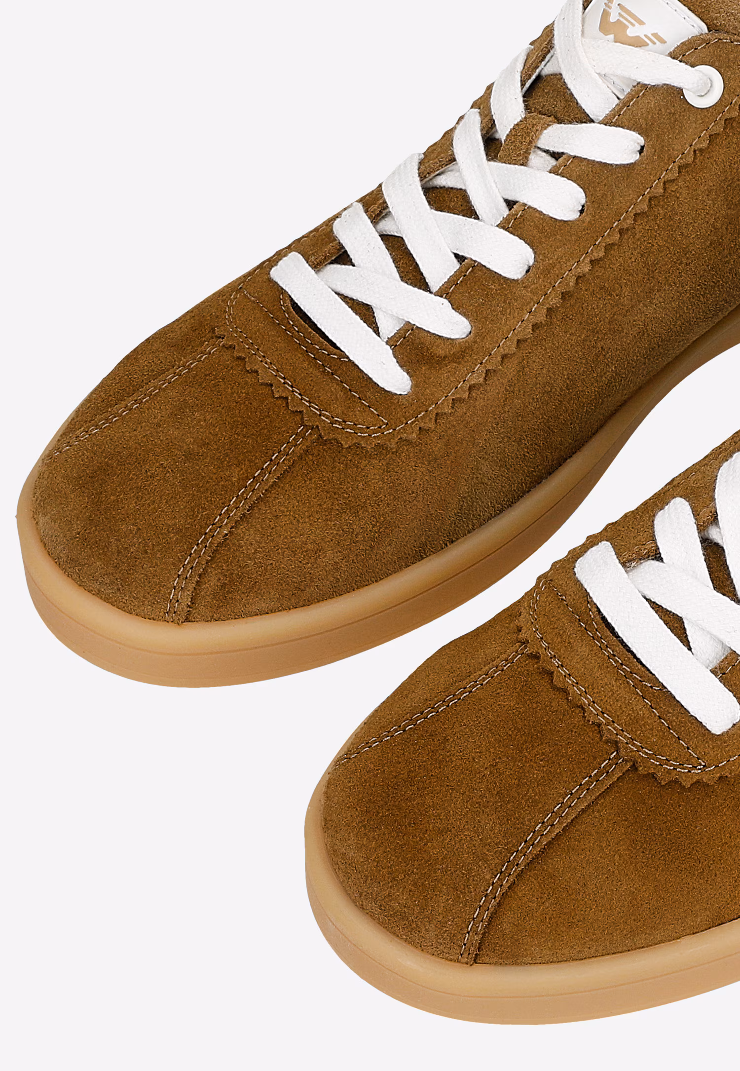 Jasnobrązowe trampki męskie z białymi wstawkami