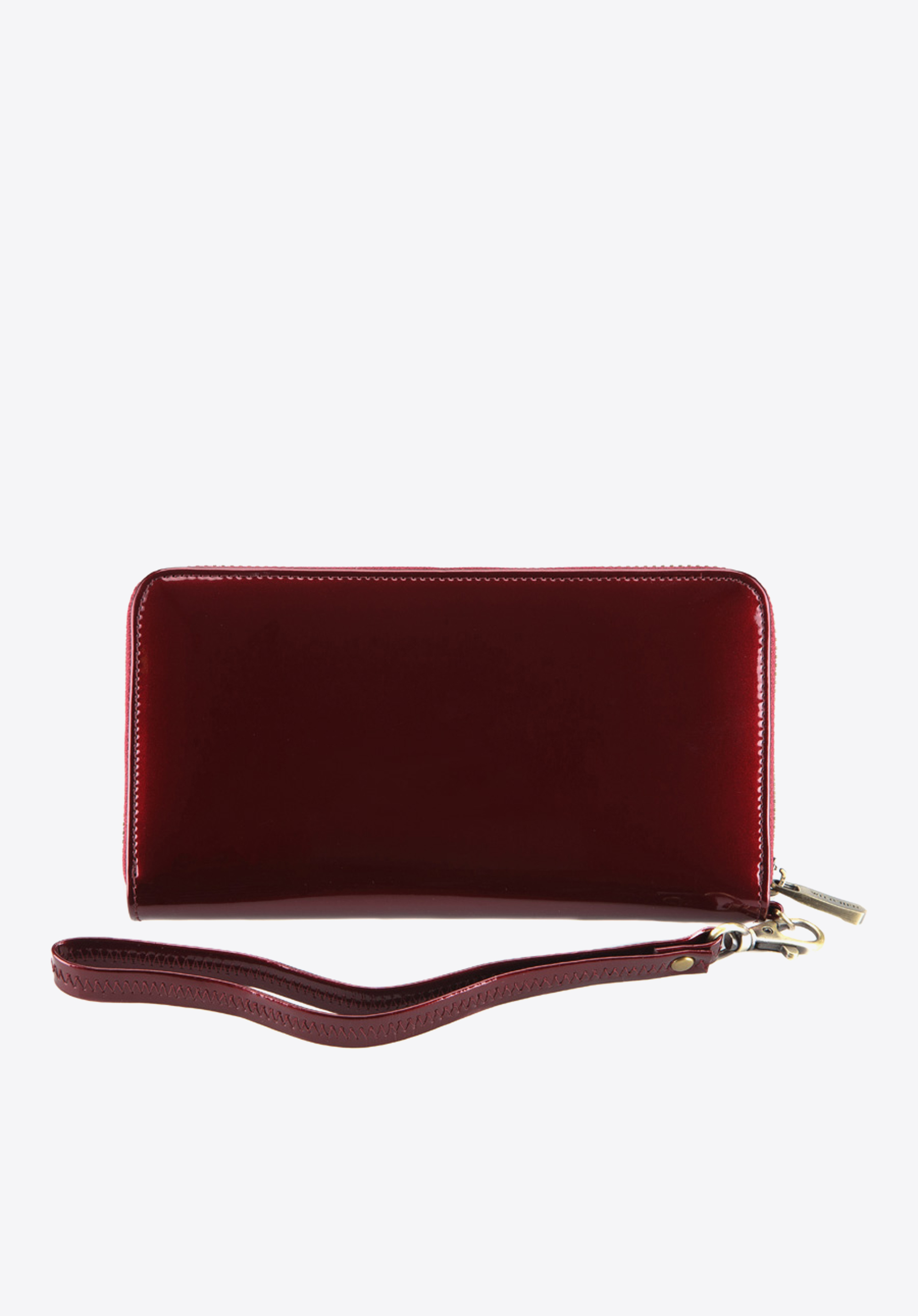 Damski portfel skórzany lakierowany na zamek