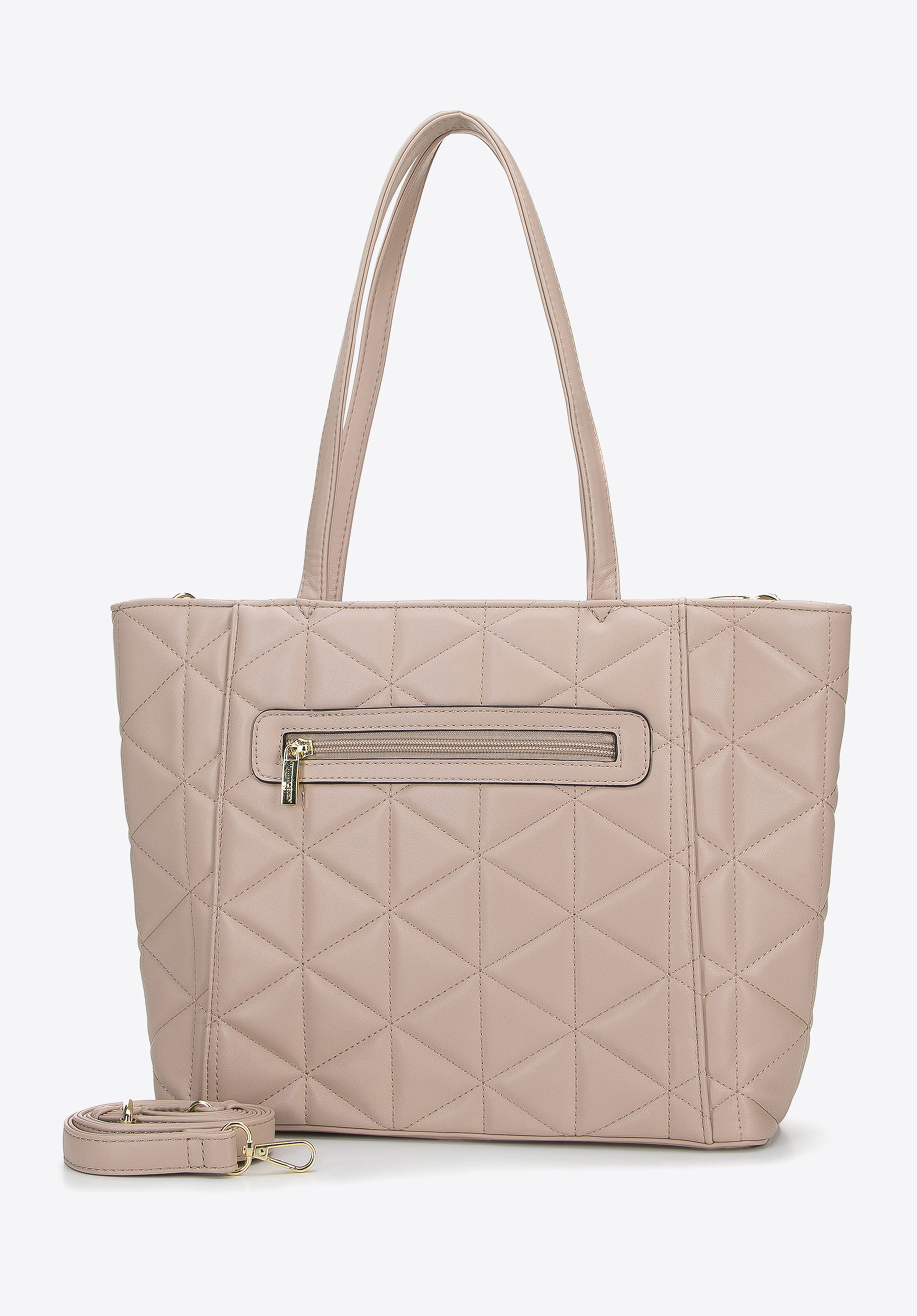 Torebka shopperka z ekoskóry pikowanej w trójkąty