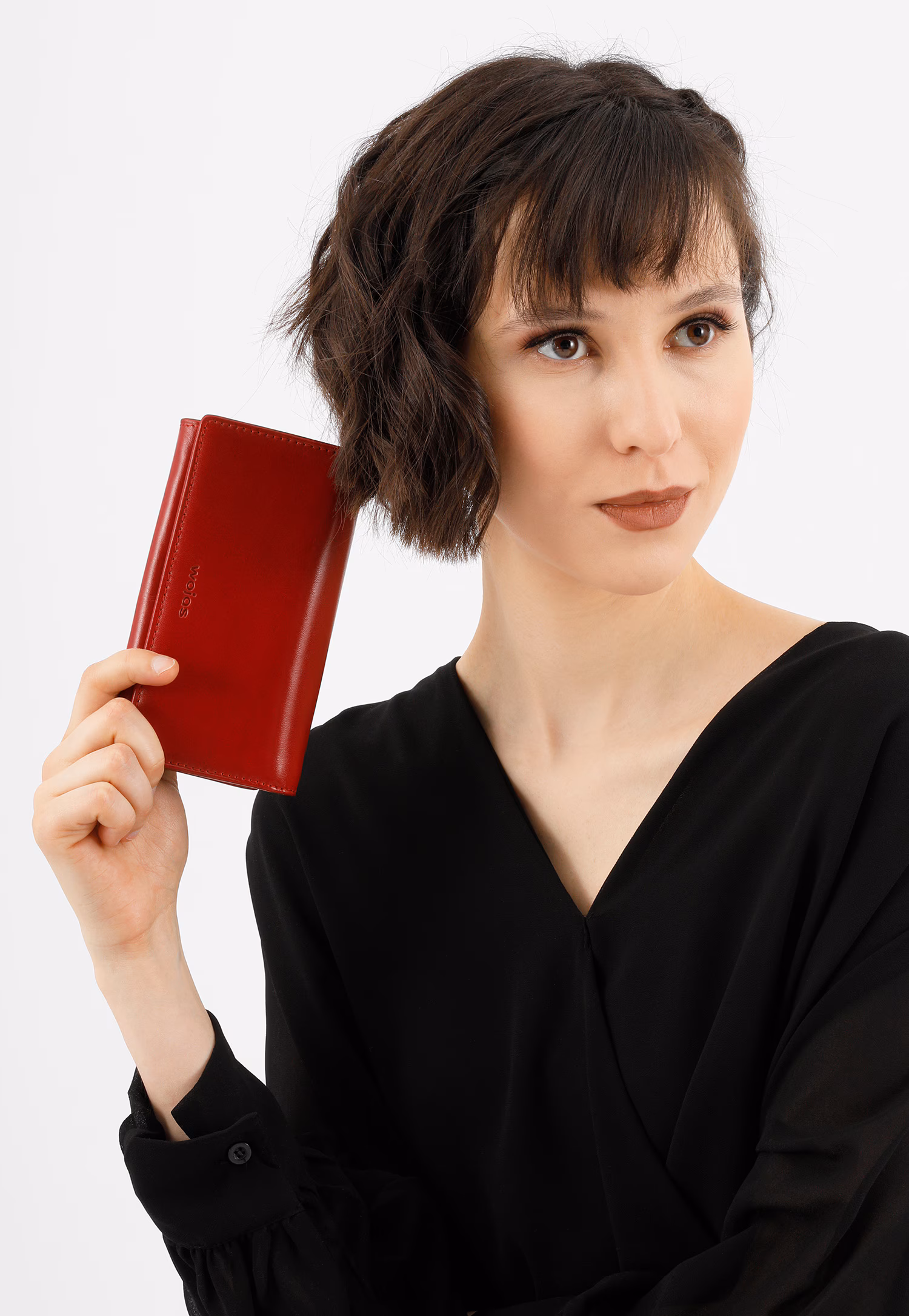 Czerwony skórzany portfel damski z RFID