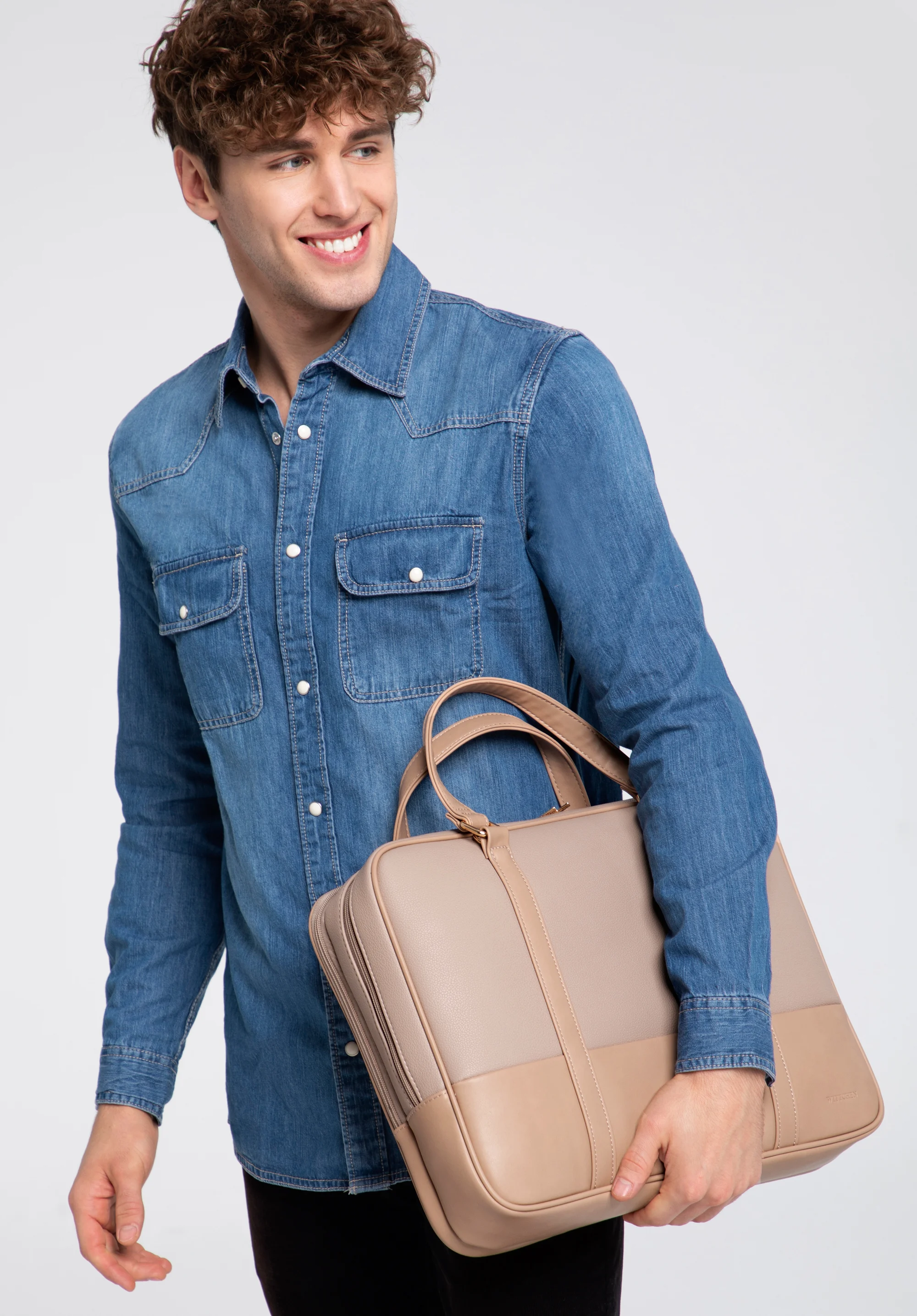 Torba na laptopa 15,6” z ekoskóry o dwóch fakturach