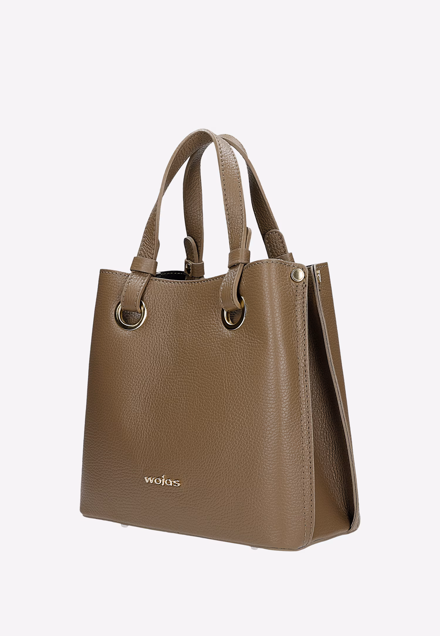 Ciemnobeżowa torebka damska ze skóry licowej