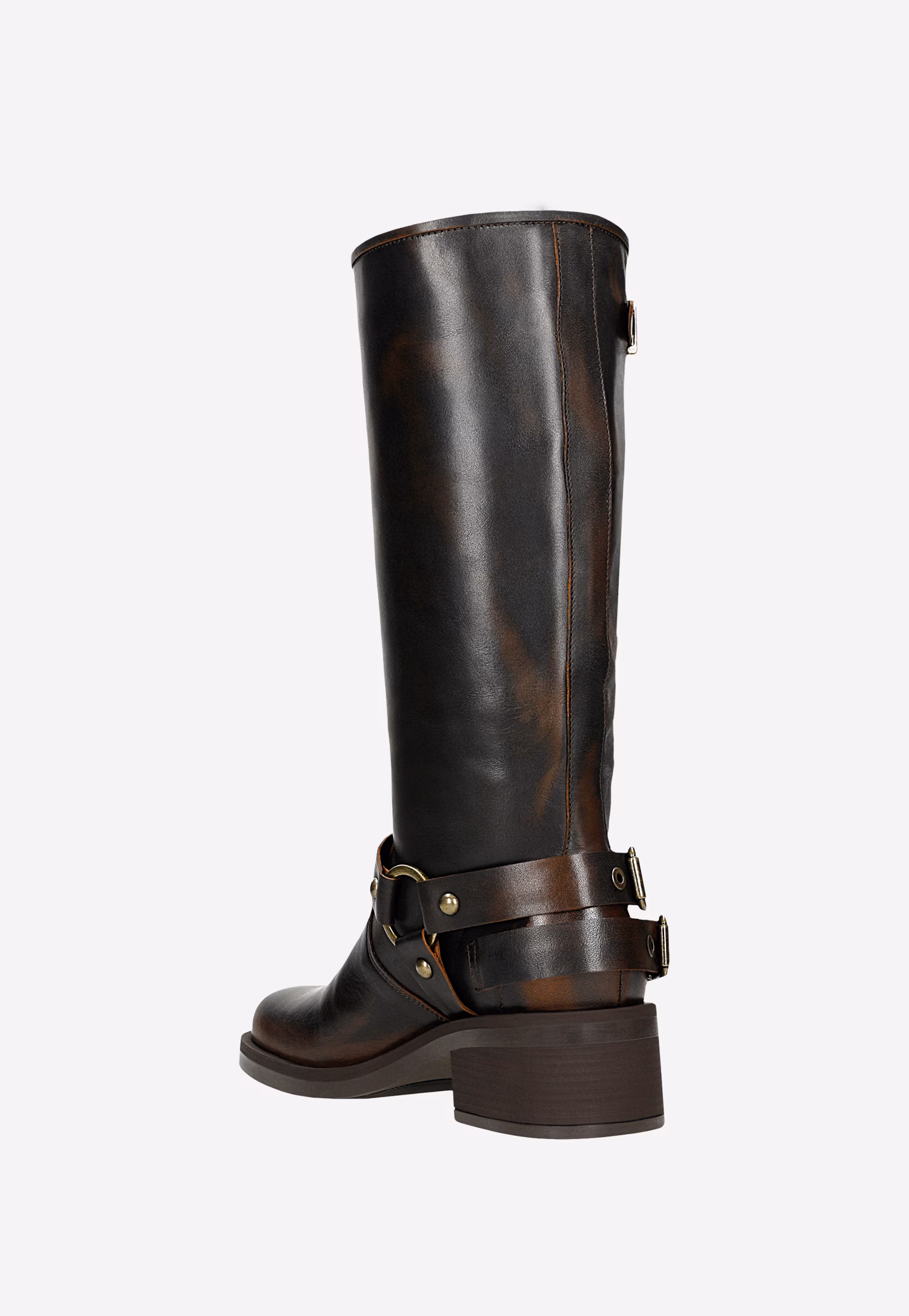 Czarne kozaki motocyklowe skórzane