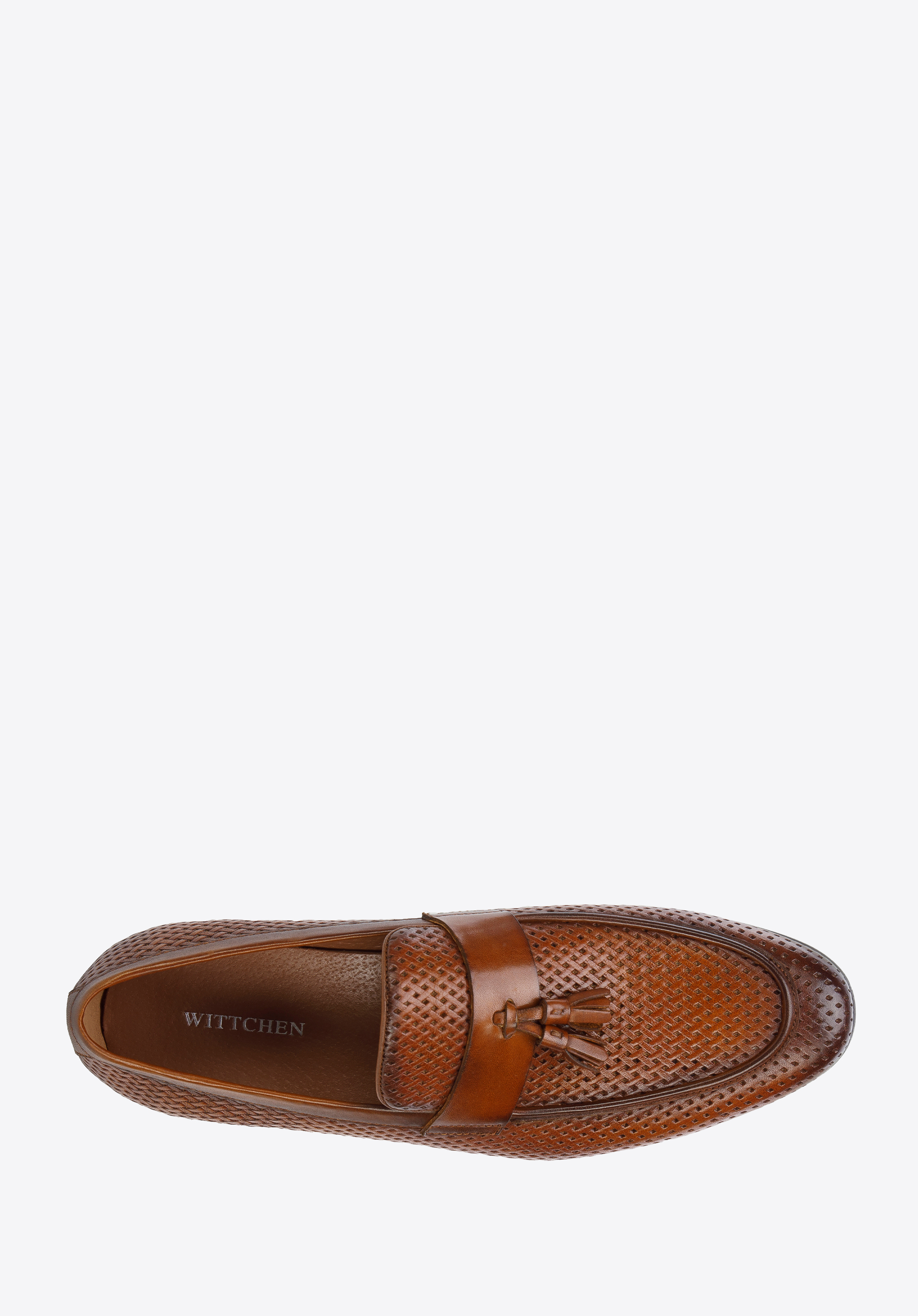 Męskie mokasyny skórzane z plecionką i chwostami