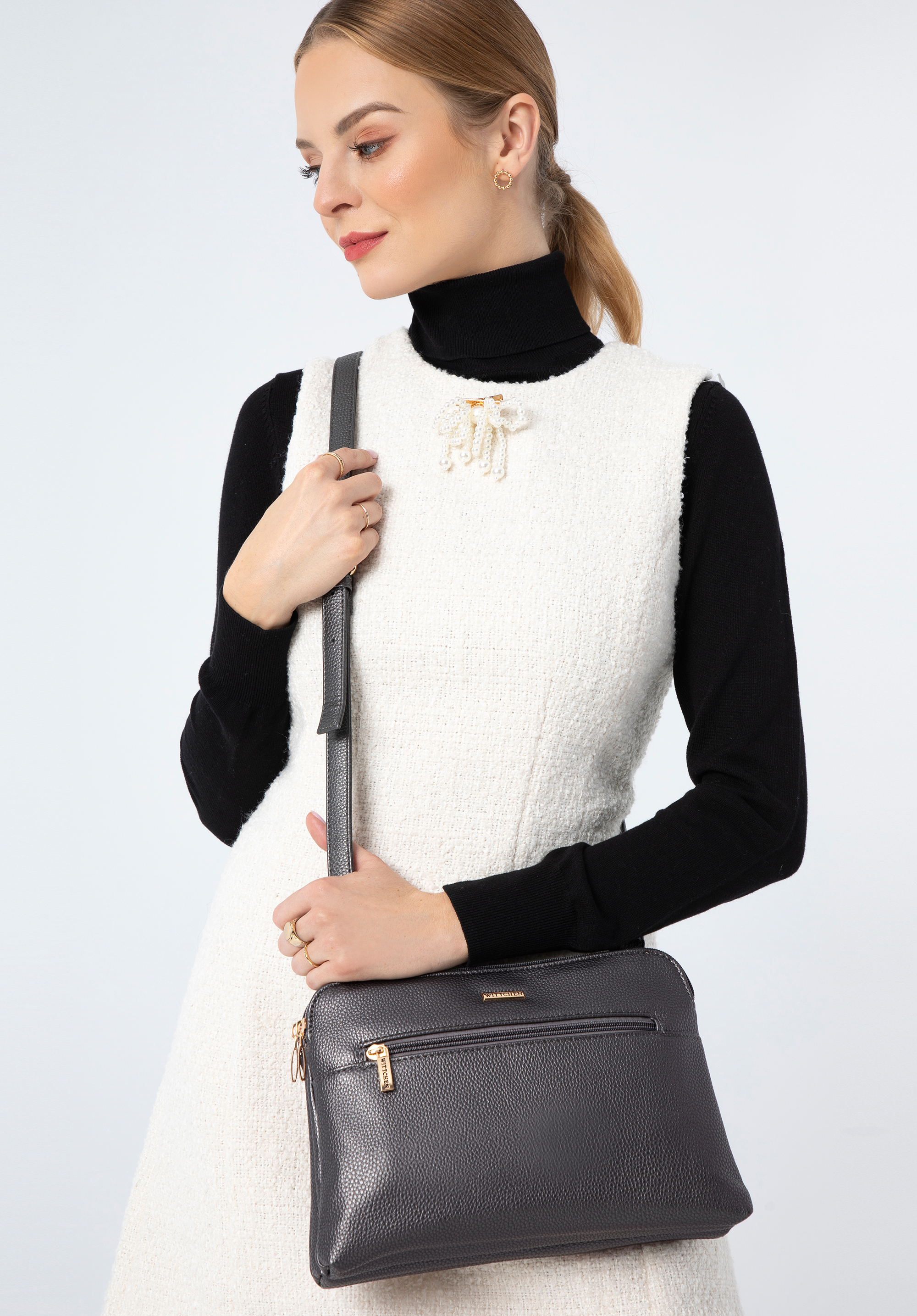 Damska listonoszka z ekoskóry dwukomorowa