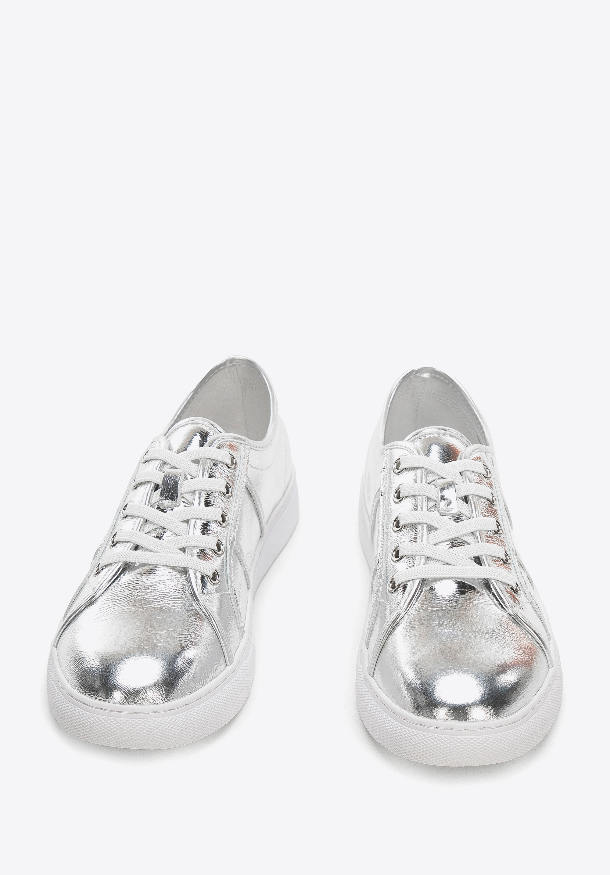 Damskie sneakersy z metalicznej skóry