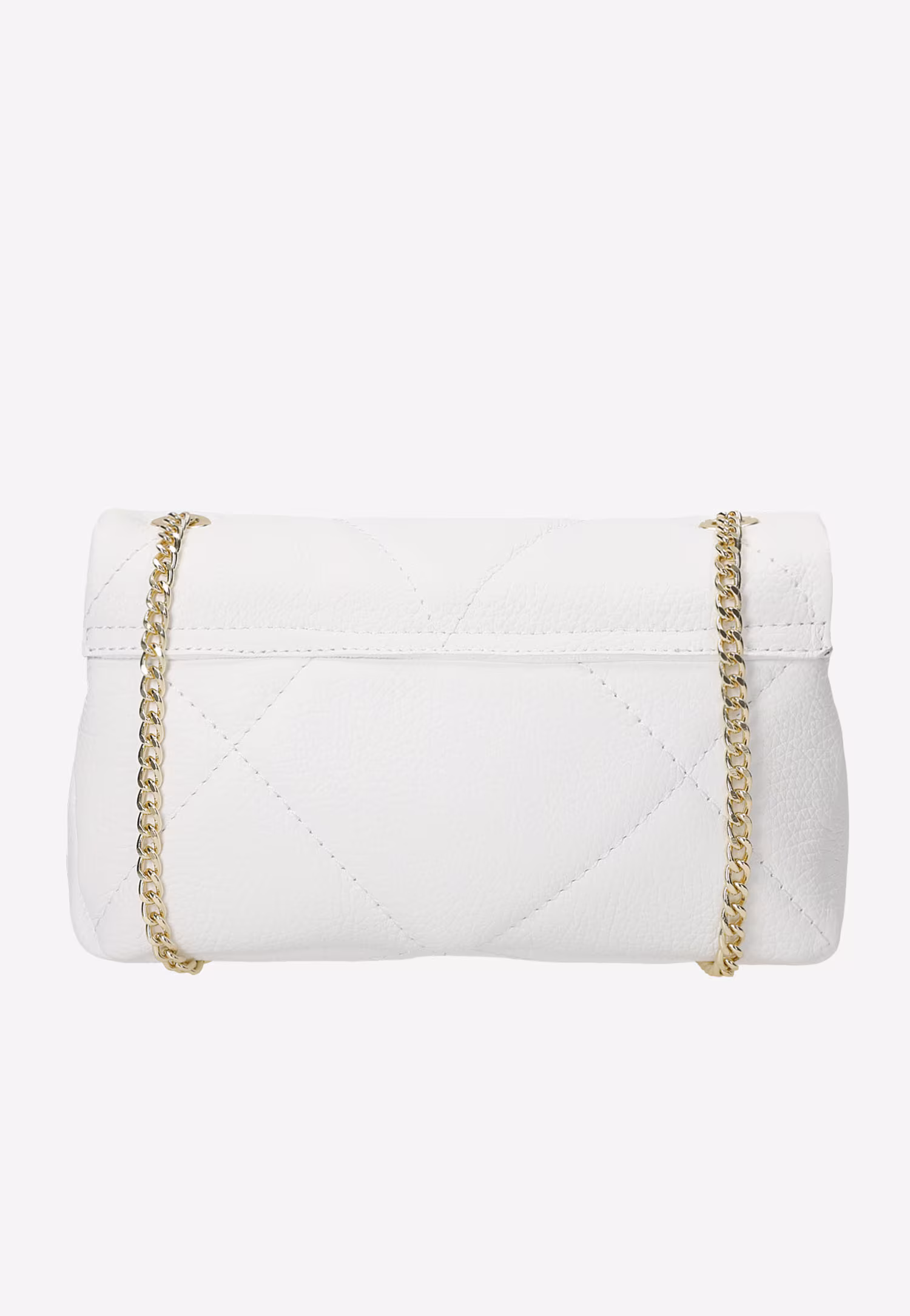 Biała pikowana torebka damska ze złotym łańcuszkiem
