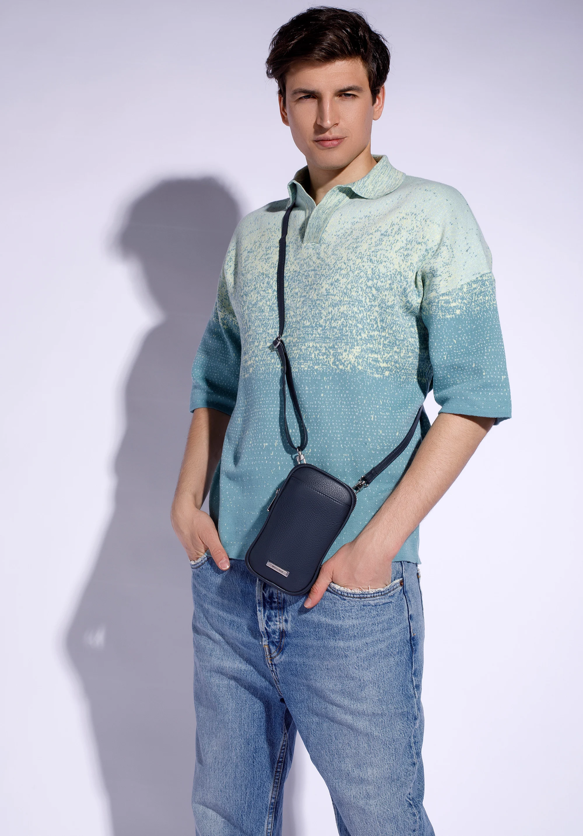 Męska torba na telefon skórzana