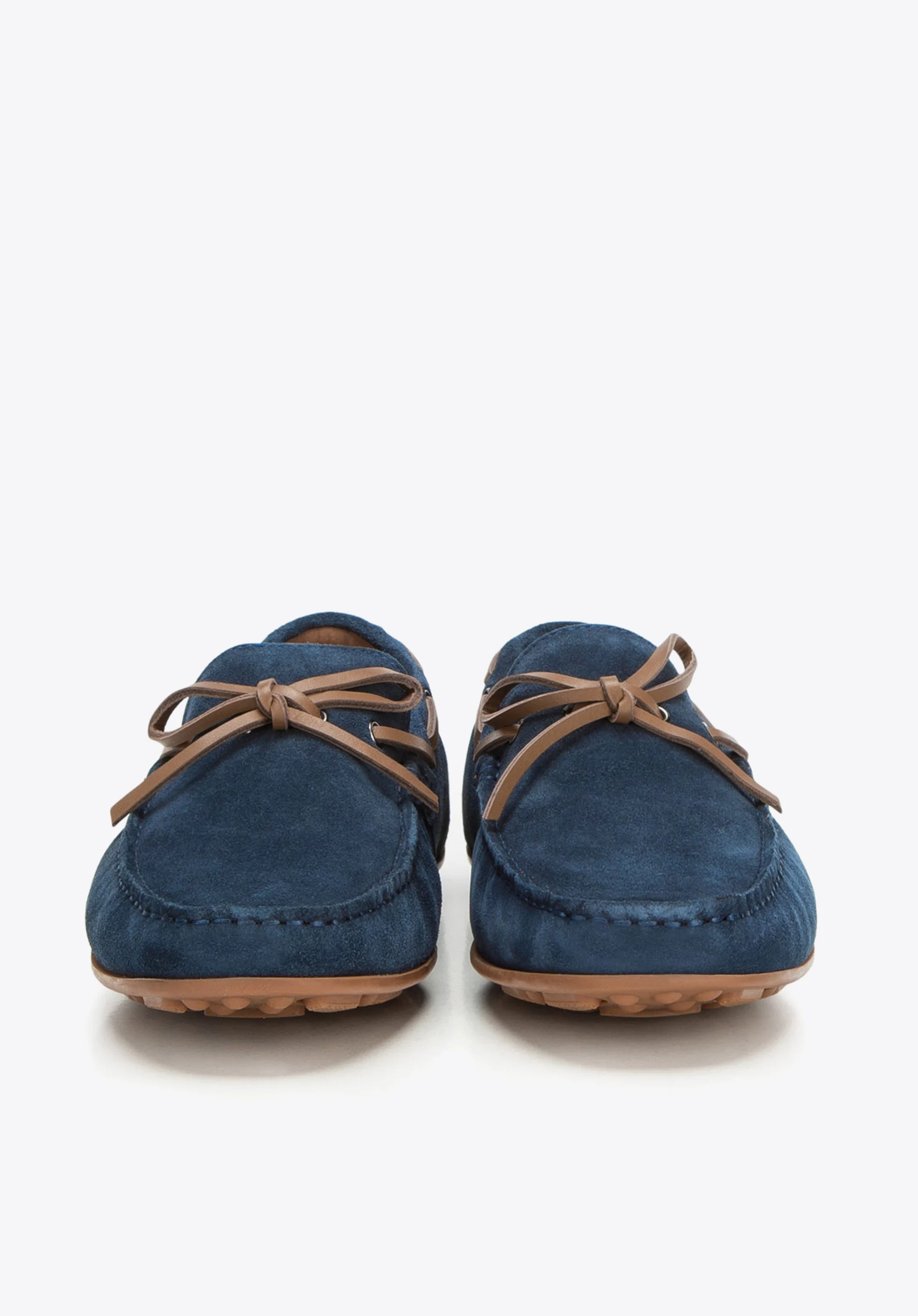 Męskie mokasyny z nubukowe ze sznurowaniem