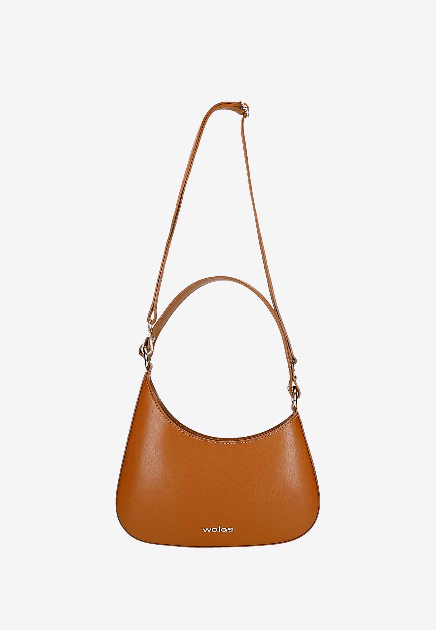 Brązowa skórzana asymetryczna torebka typu bagietka