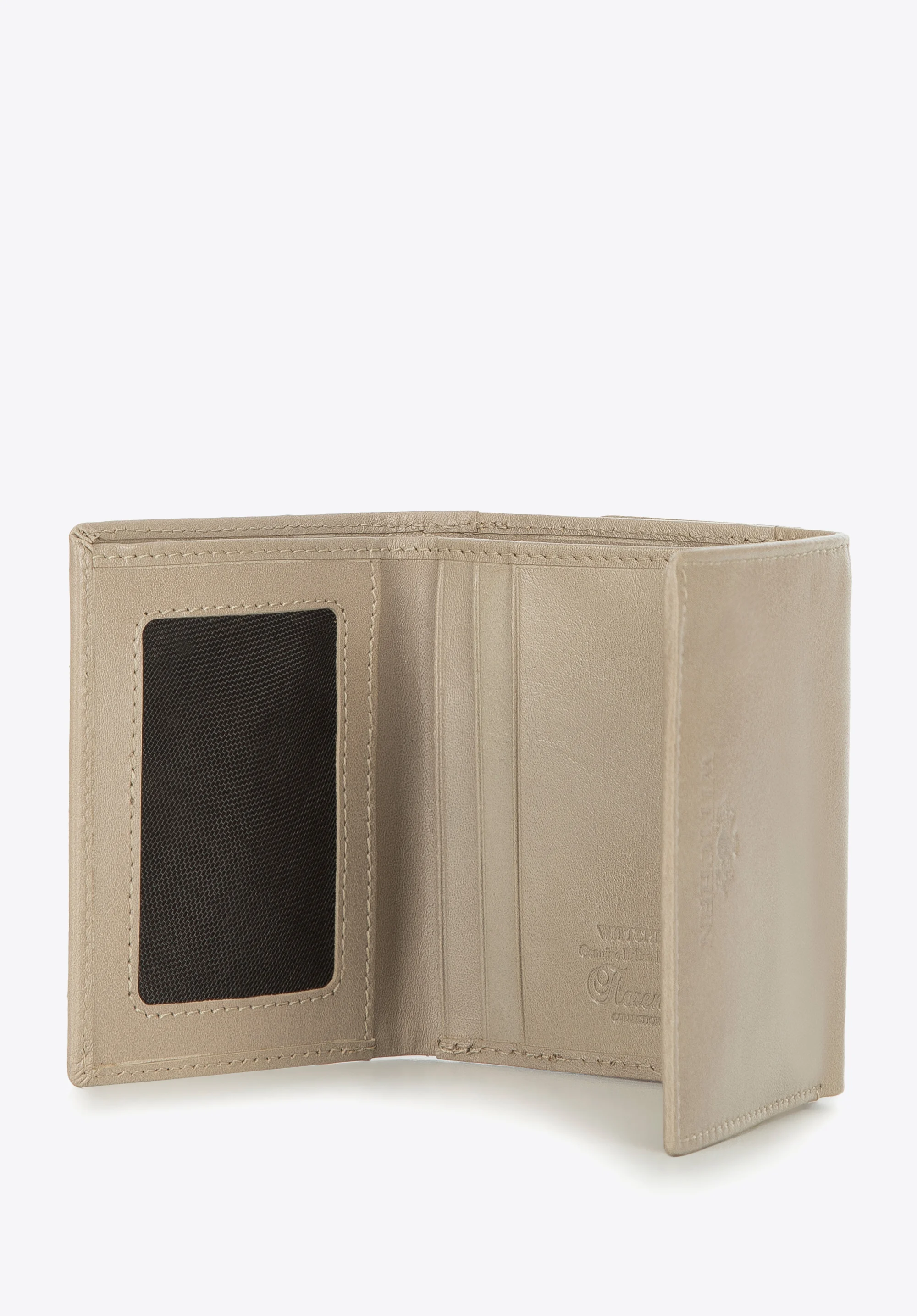 Damski portfel z gładkiej skóry dwustronny na zatrzask