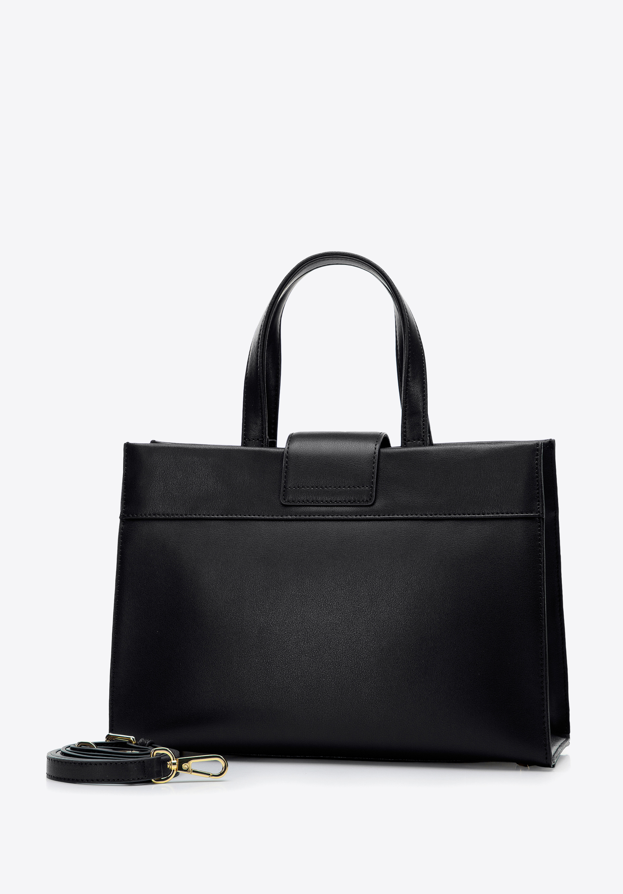 Torebka kuferek ze skóry naturalnej z ozdobną klamrą