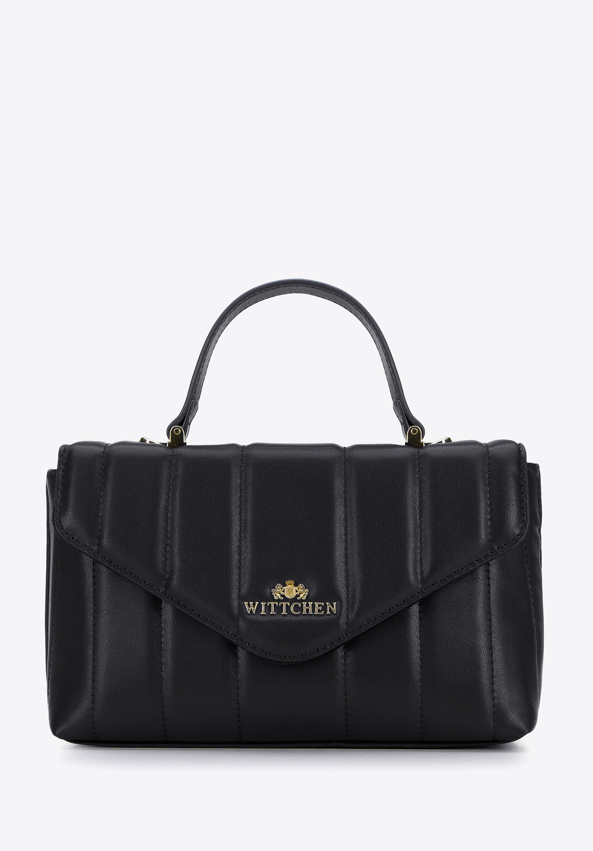 Torebka kuferek skórzana z podłużnym pikowaniem