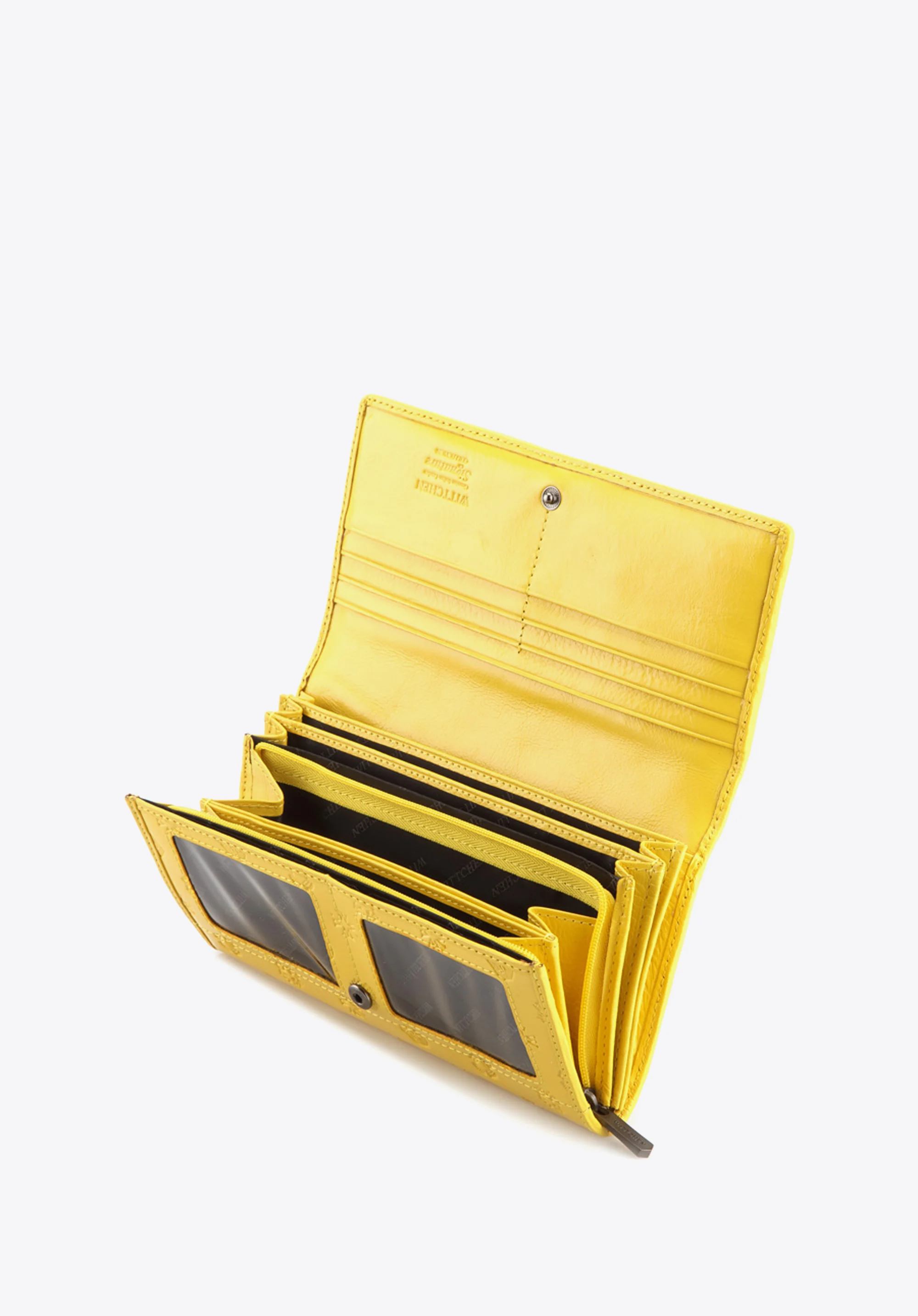 Damski portfel skórzany lakierowany z monogramem