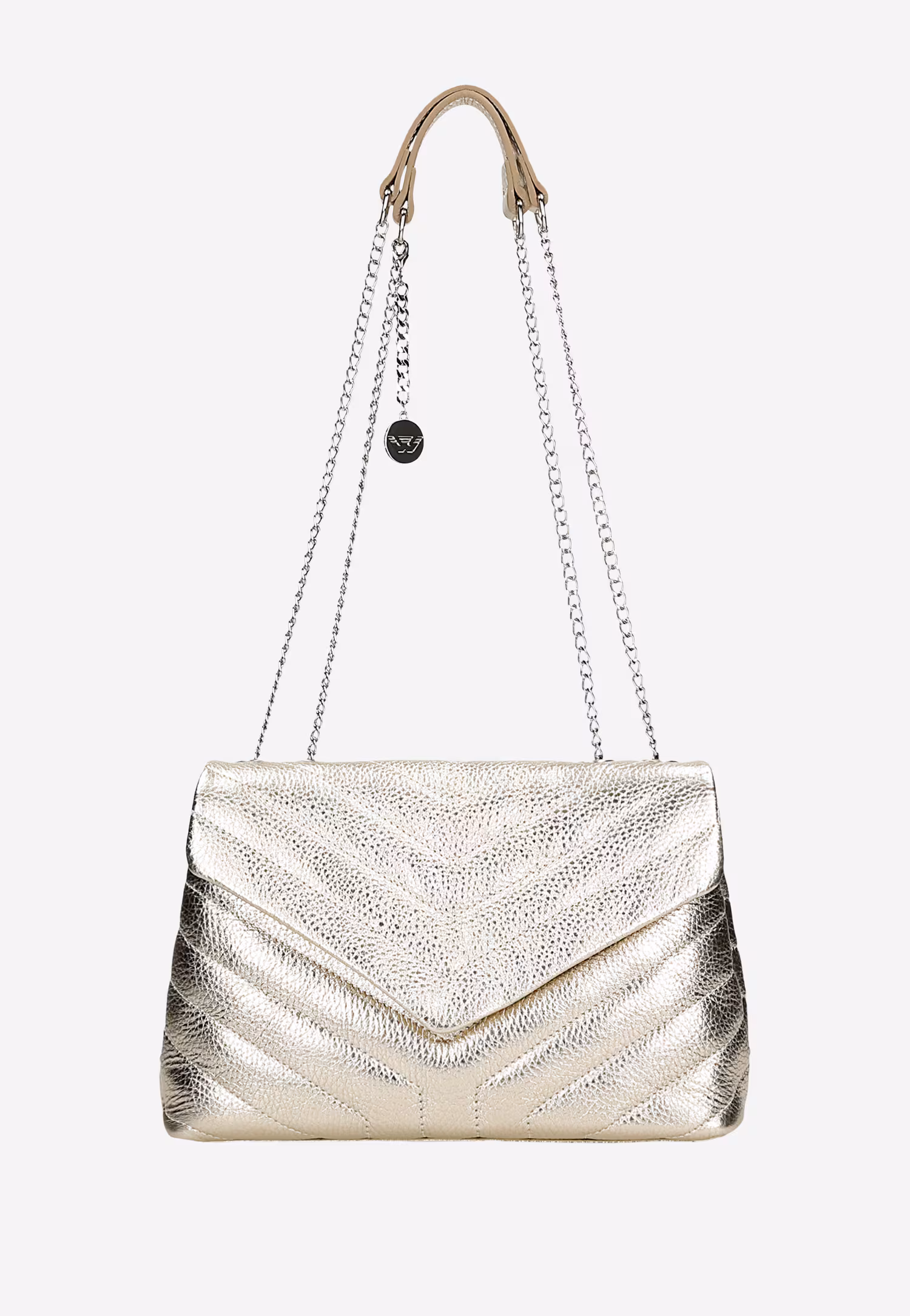 Złota torebka damska z naturalnej skóry