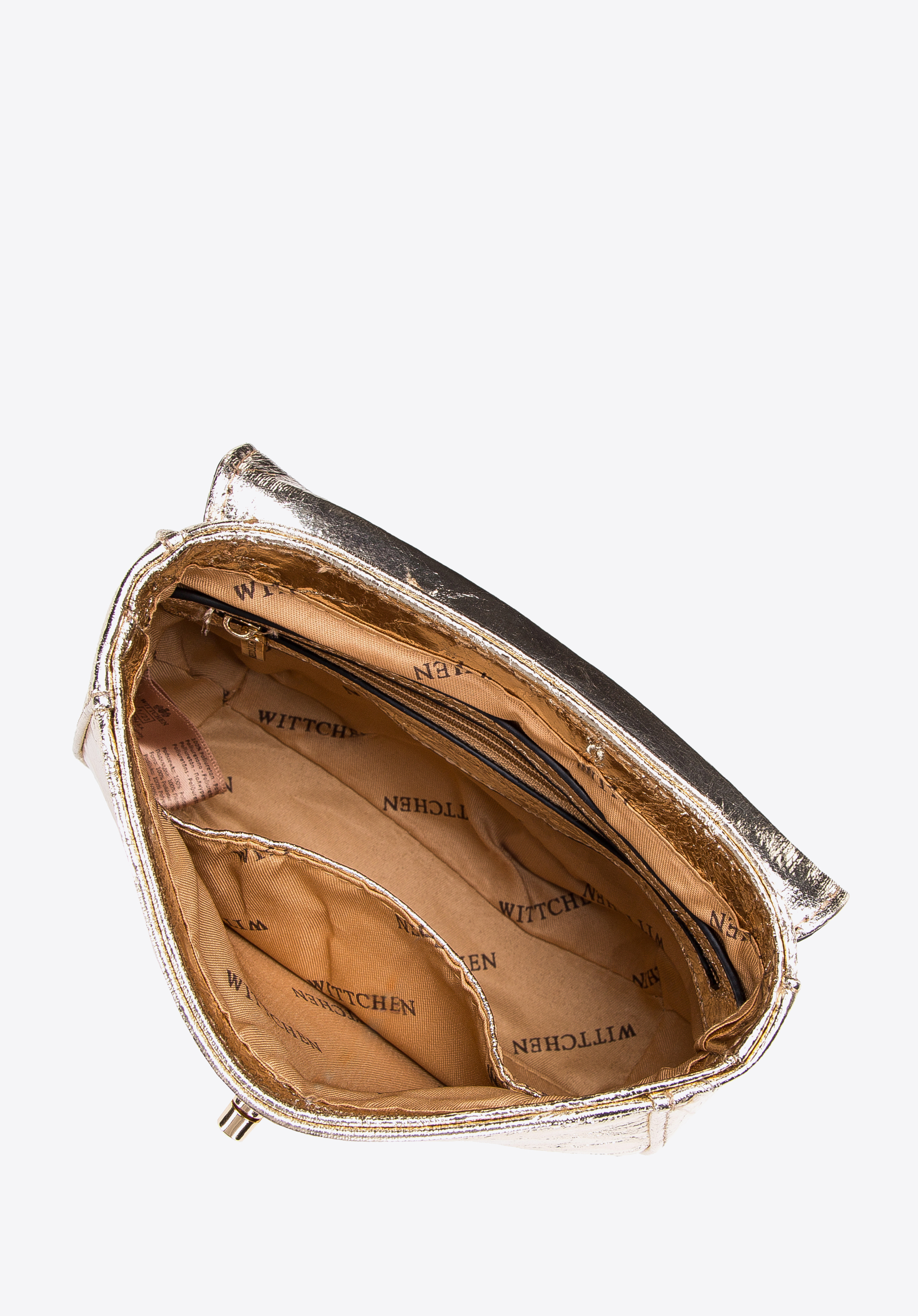 Damska minitorebka błyszcząca na łańcuszku