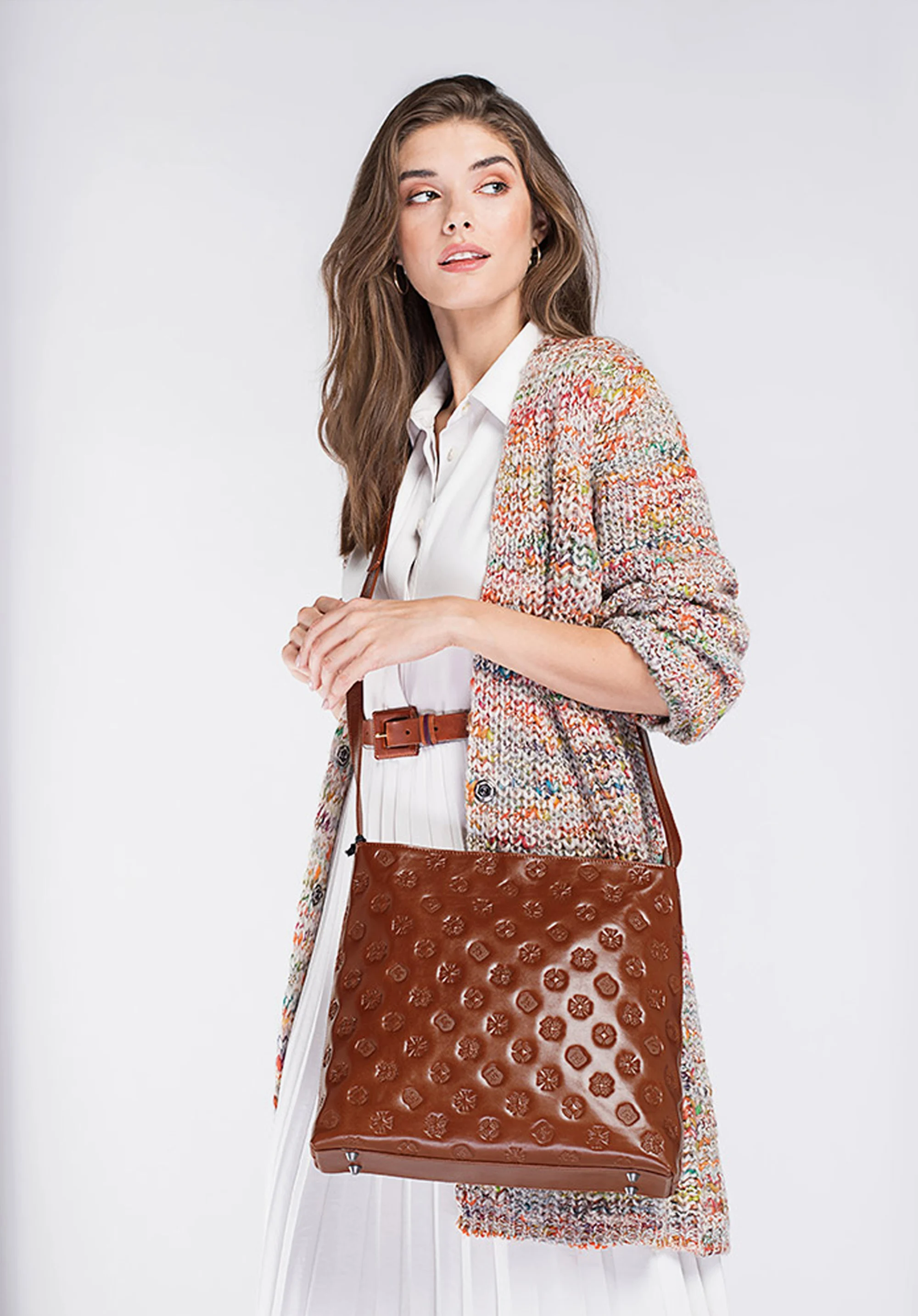 Damska listonoszka skórzana z monogramem duża