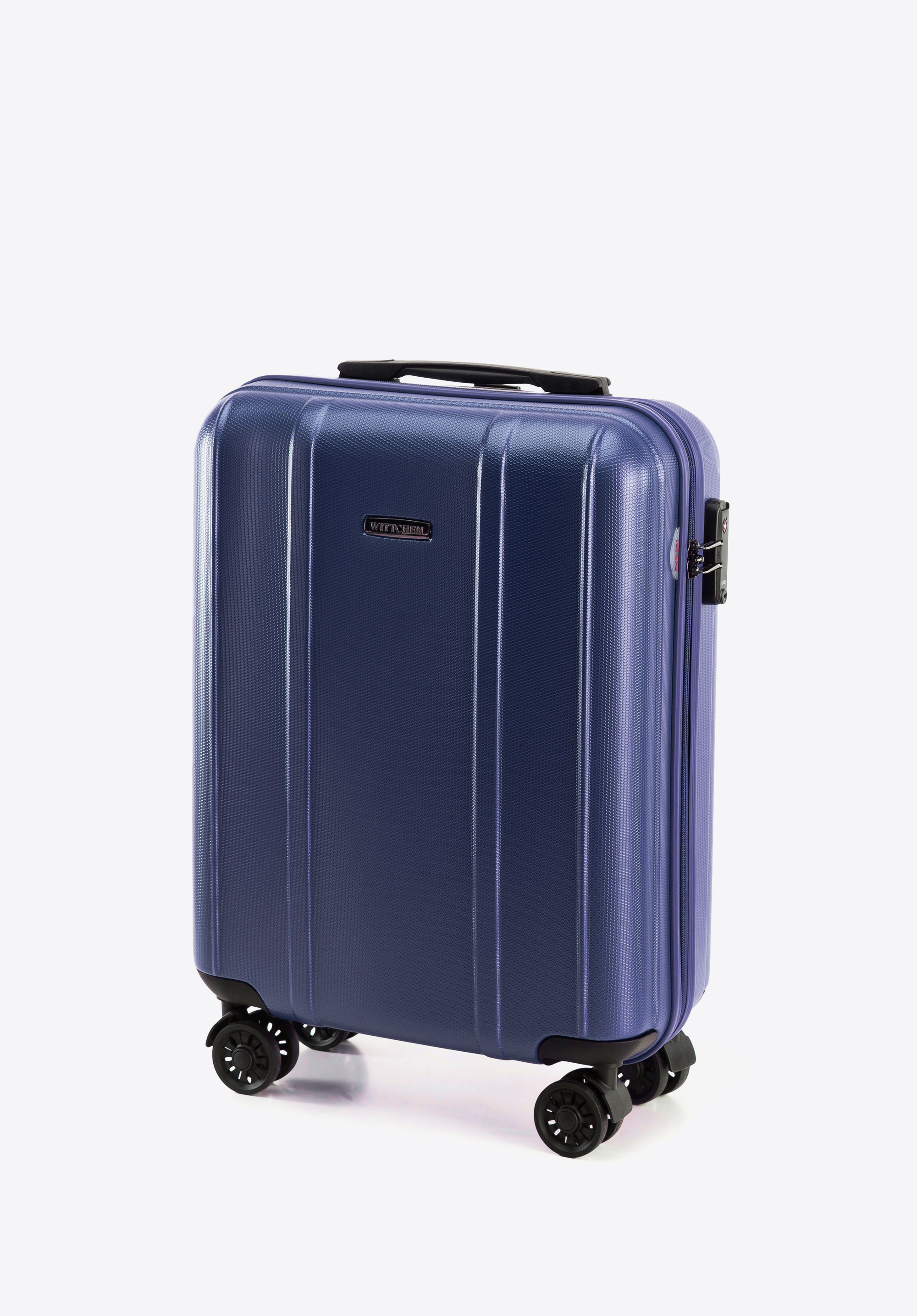 Walizka kabinowa z polikarbonu z pionowymi tłoczeniami