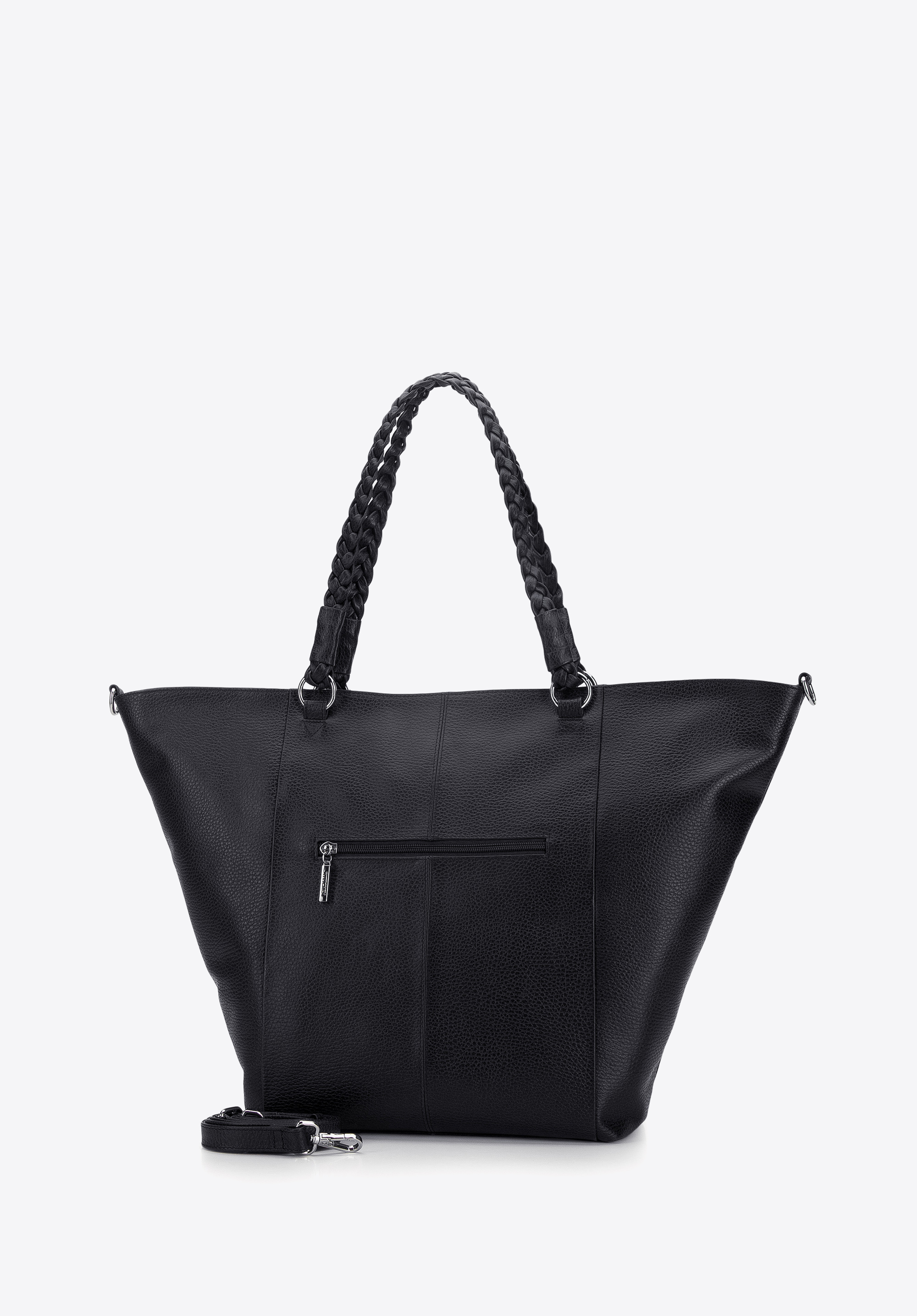 Torebka kuferek skórzana z plecionymi uchami