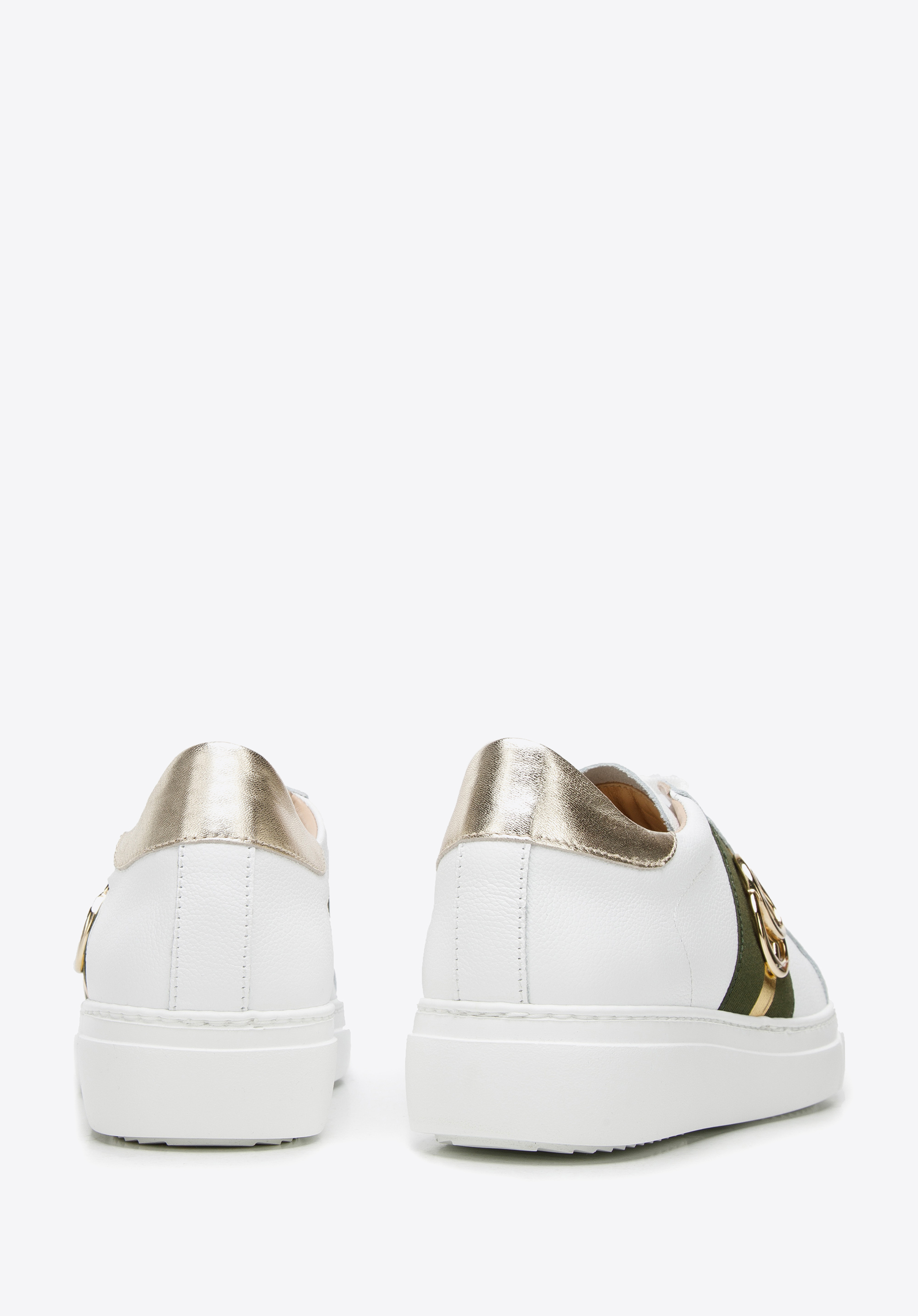 Damskie sneakersy skórzane z klamrami