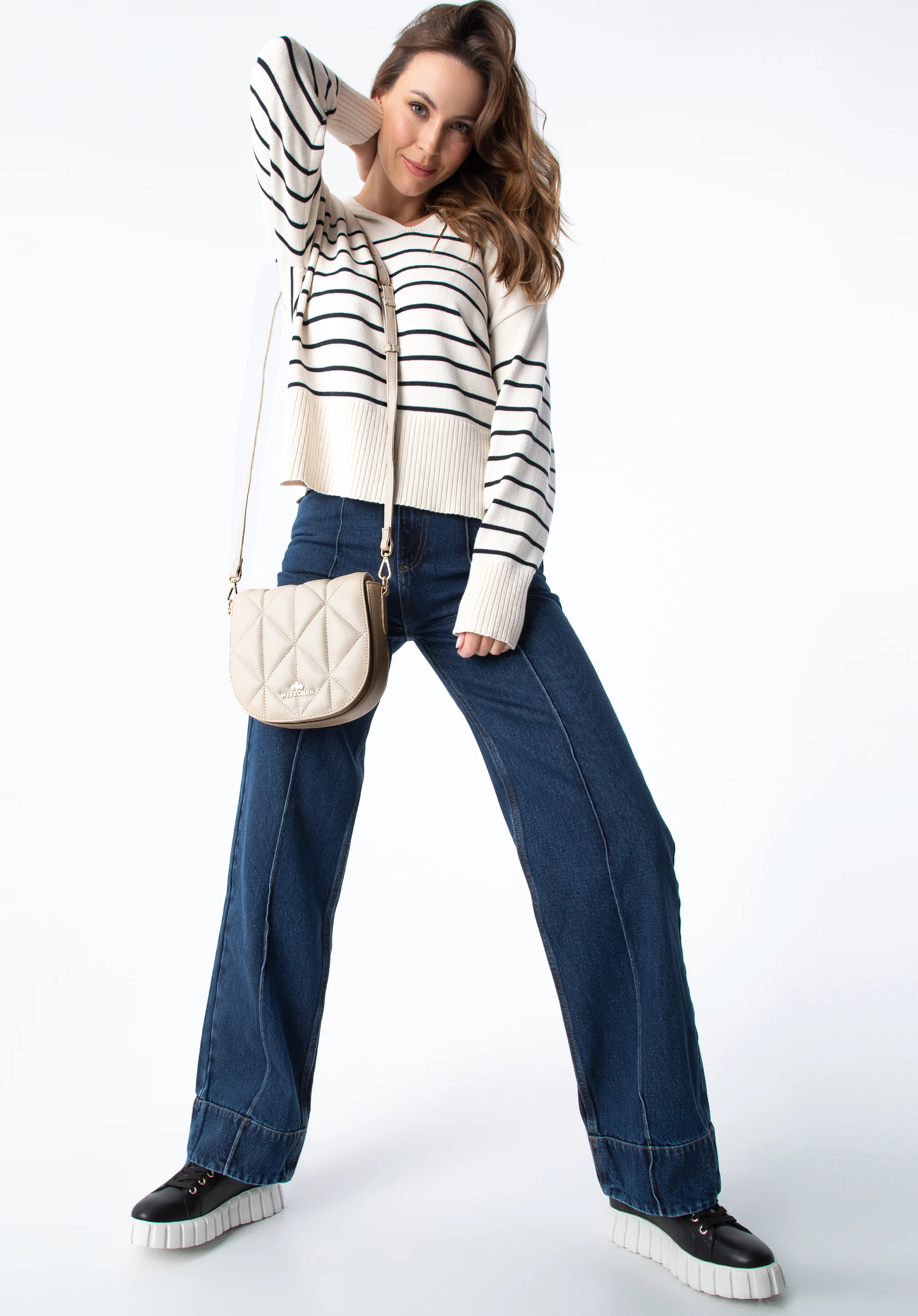 Damska torebka saddle bag z pikowanej skóry