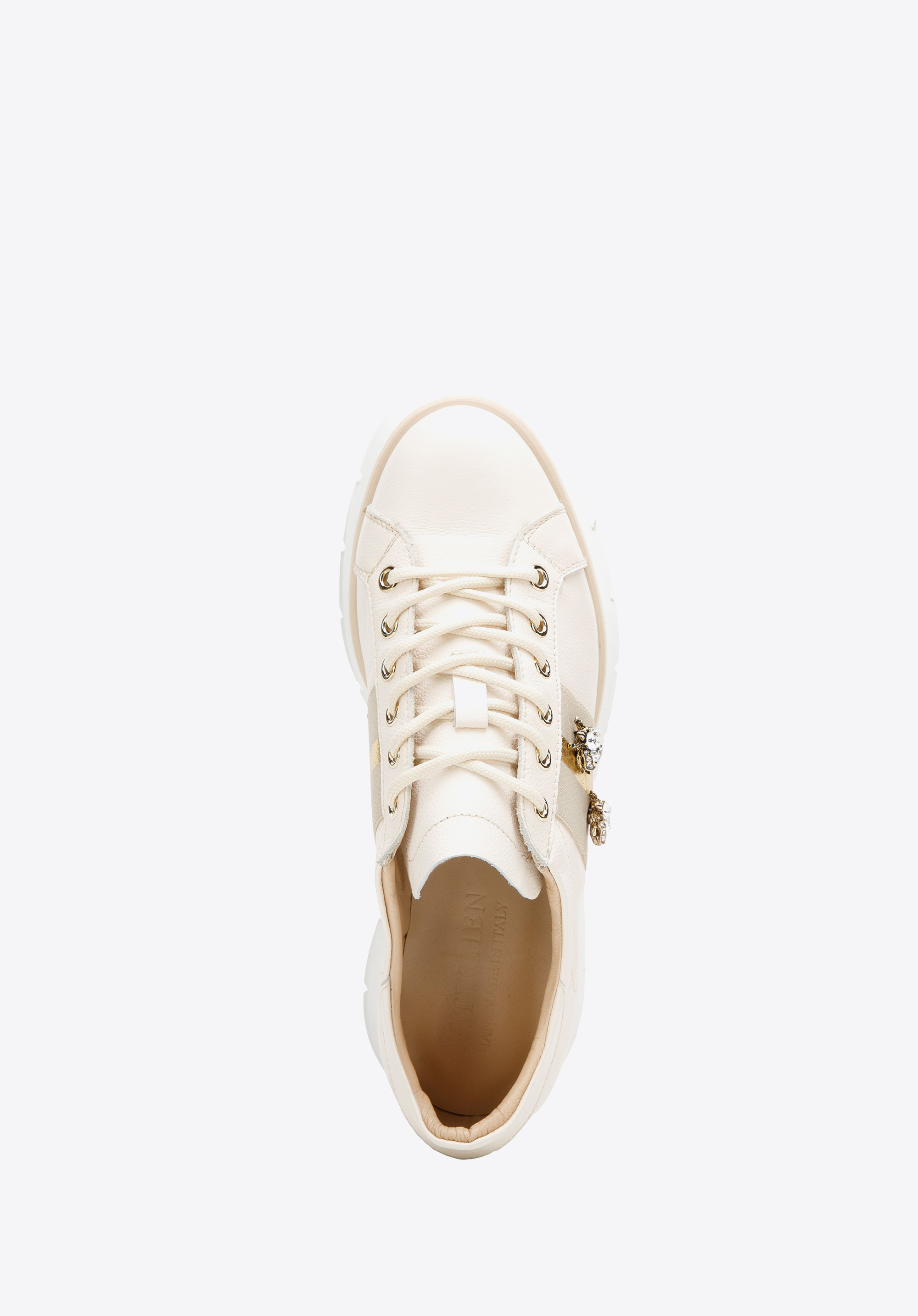 Damskie sneakersy skórzane z owadami na platformie