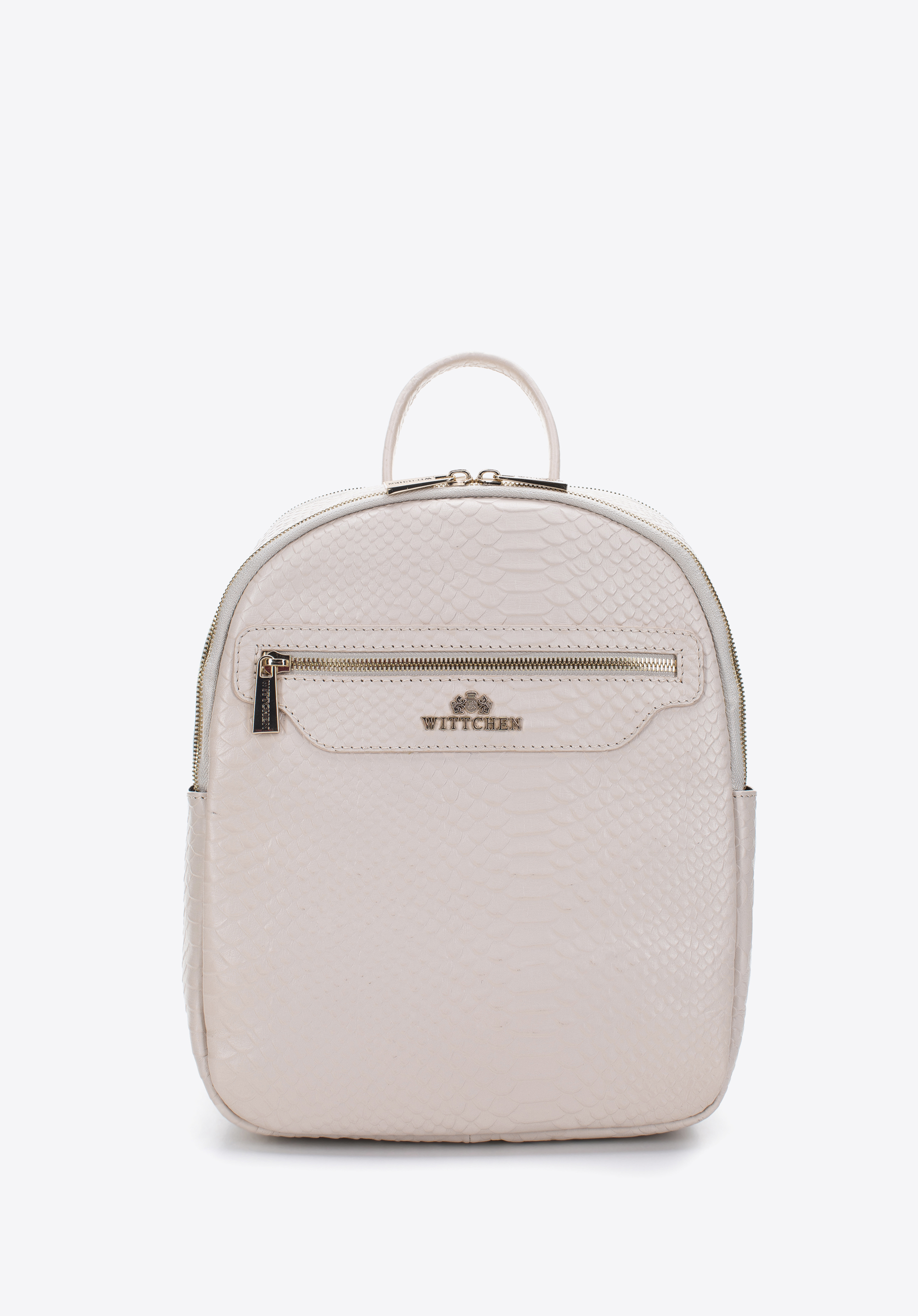 Damski plecak ze skóry o fakturze lizard dwukomorowy