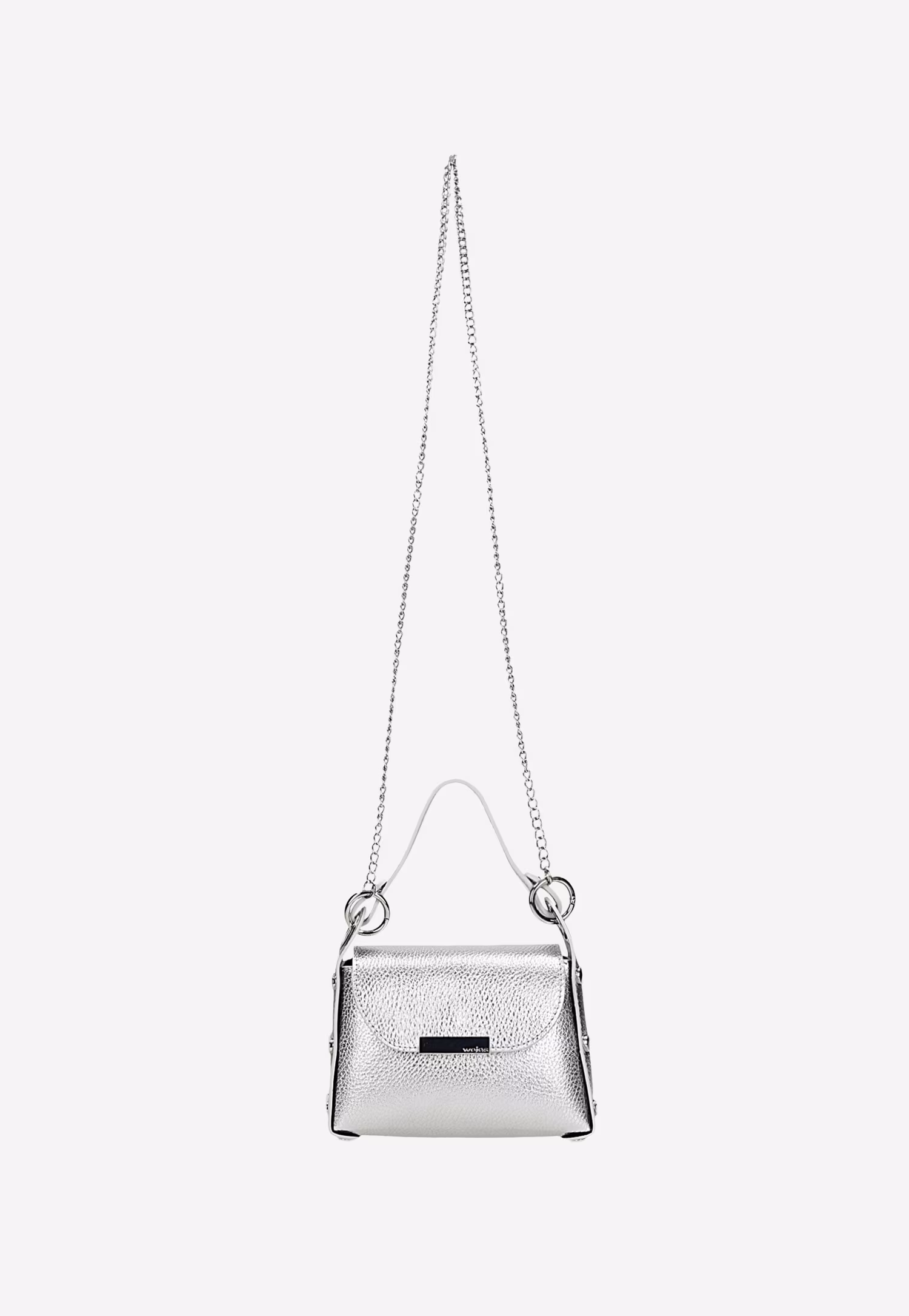 Srebrna wizytowa torebka damska z łańcuszkiem