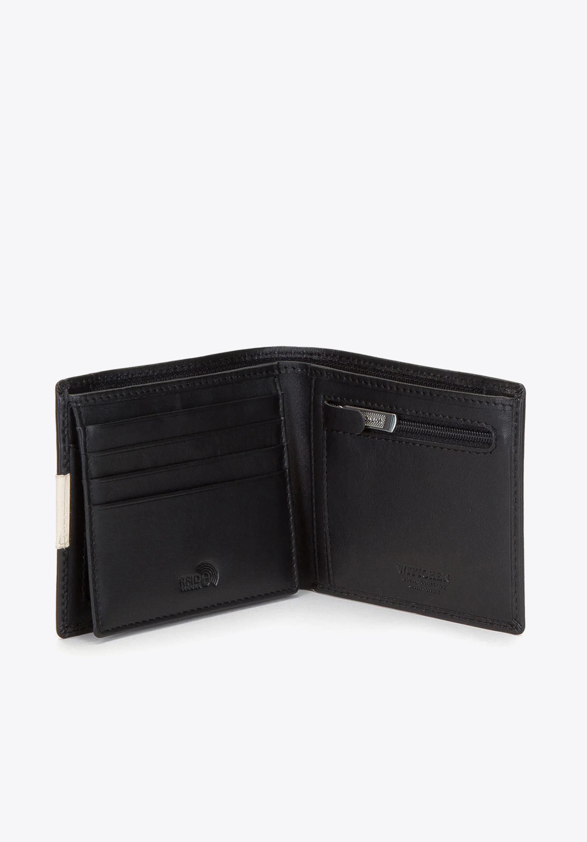 Portfel skórzany z naszywką z logo średni