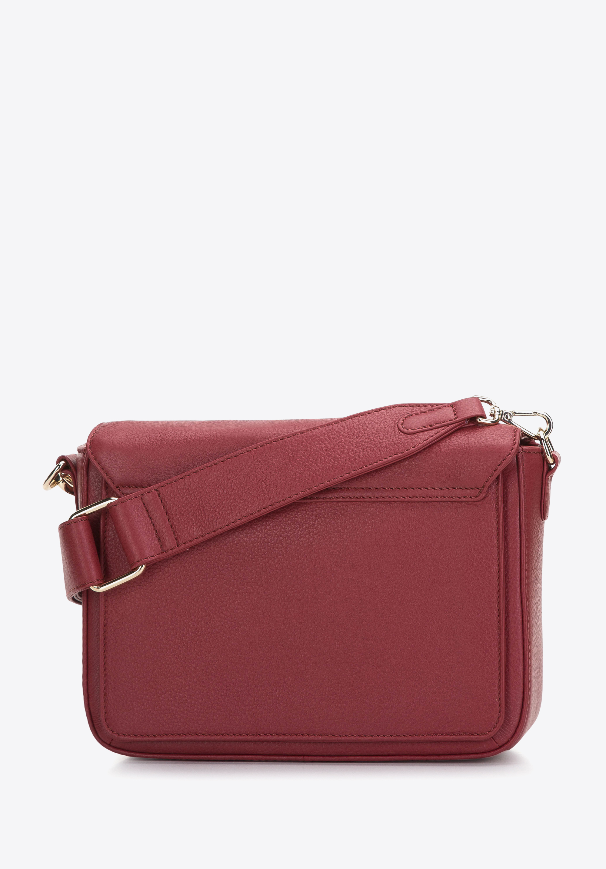 Damska listonoszka skórzana z przeszyciami trzykomorowa