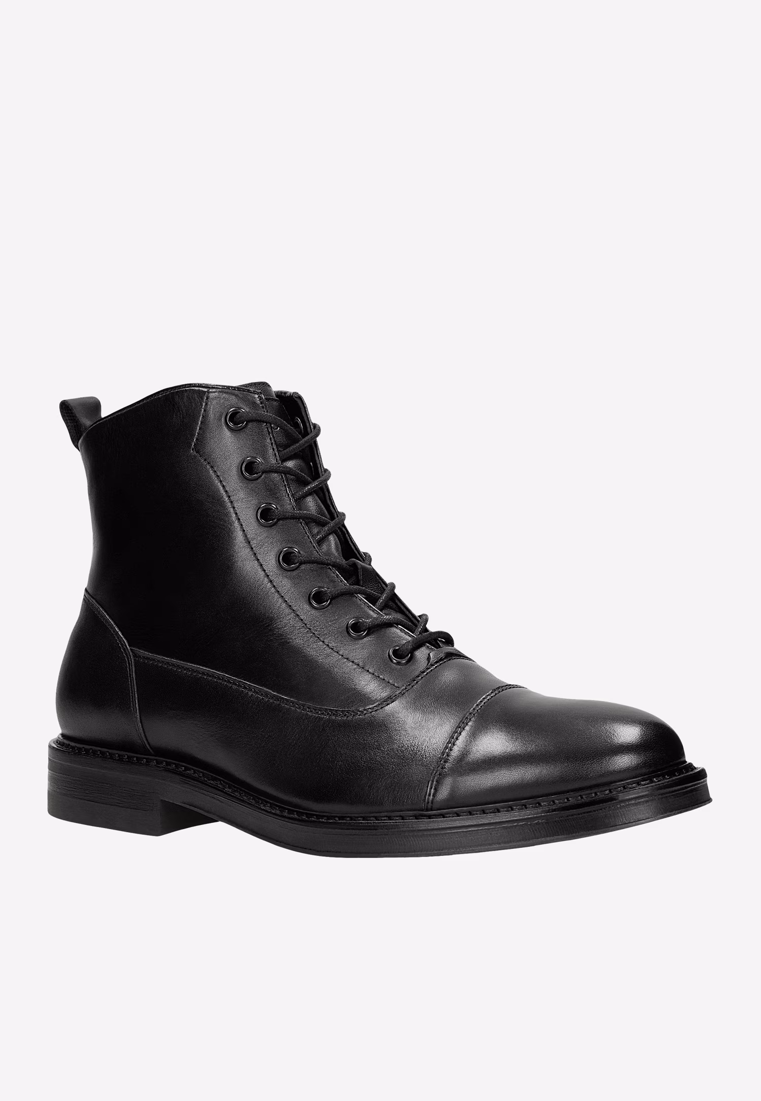 Czarne trzewiki męskie z gładkiej skóry licowej