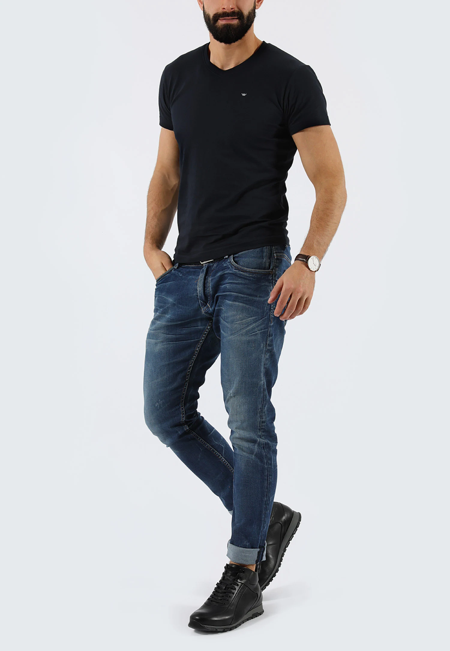 Jasnobrązowe skórzane trzewiki męskie typu sneakersy