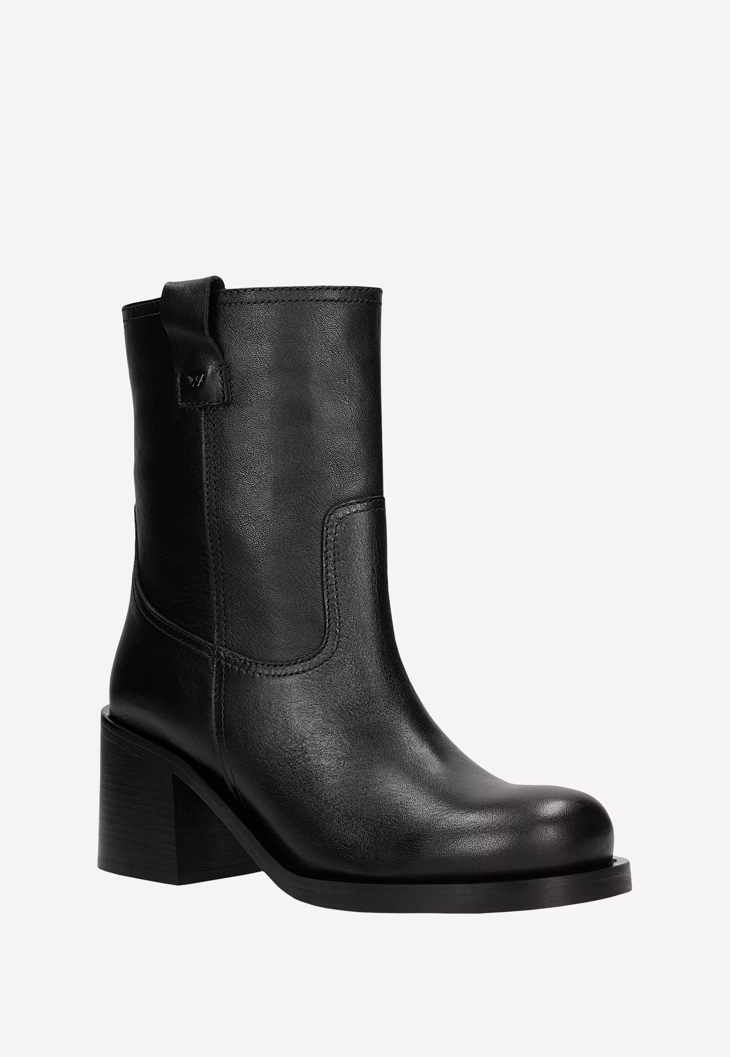 Czarne wsuwane botki na obcasie