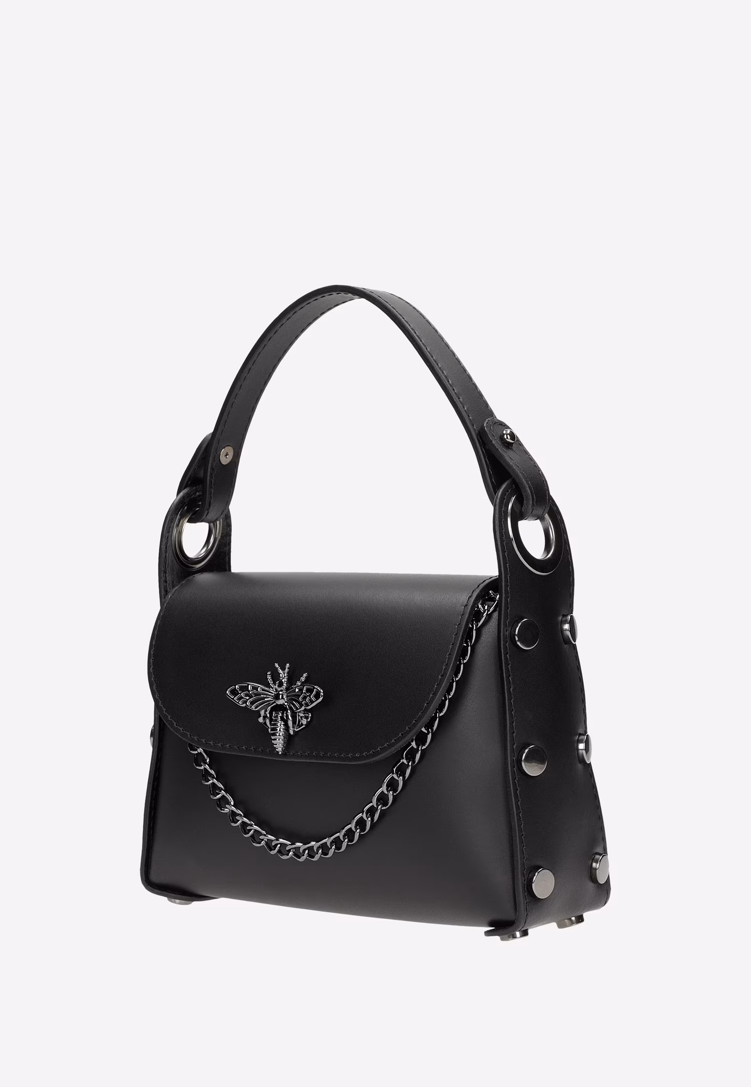 Czarna lakierowana torebka wizytowa z owadem