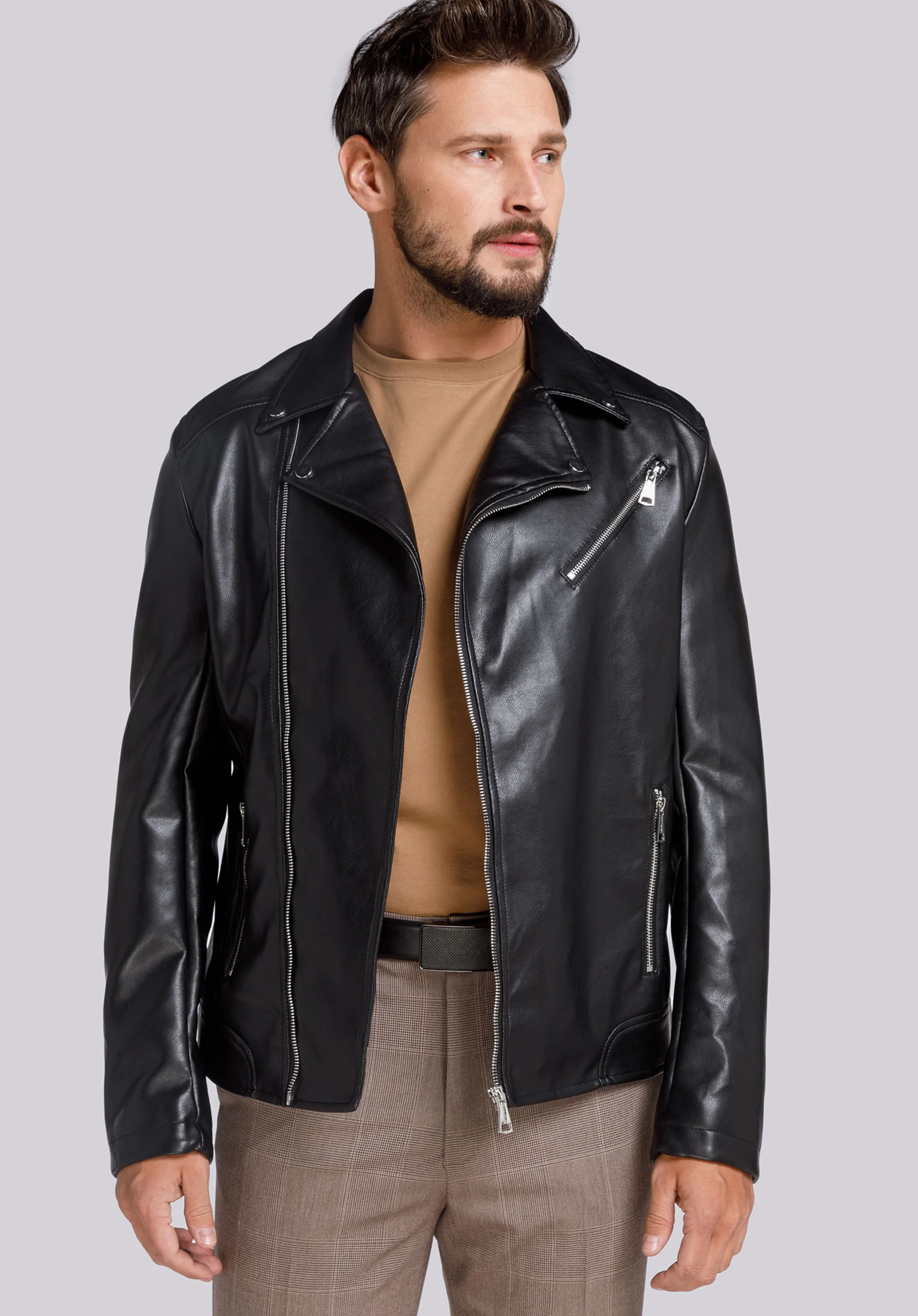 Męska ramoneska z ukośnym suwakiem klasyczna